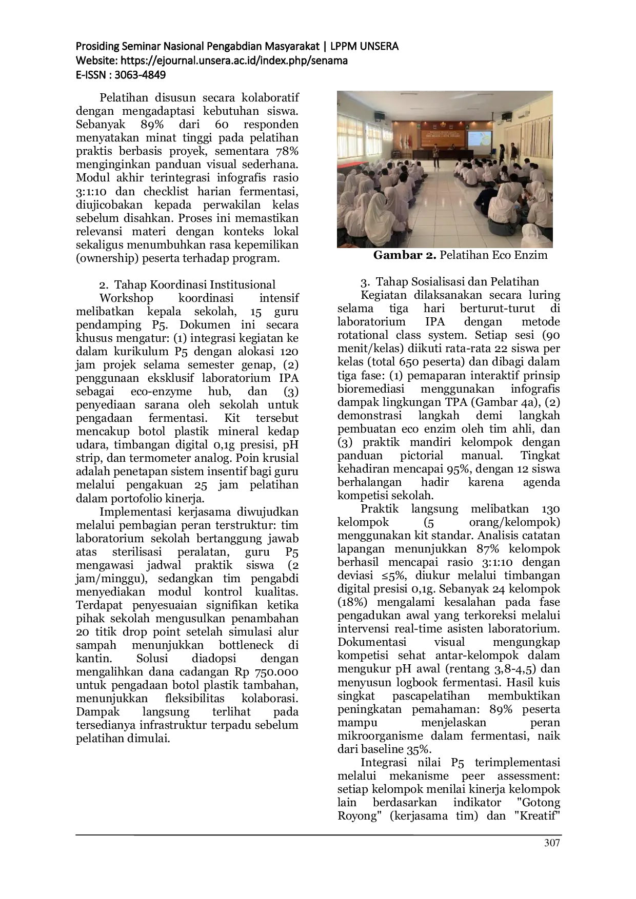 JURIS Dampak Pelatihan Eco Enzim terhadap Pengurangan Sampah Organik dan Peningkatan Literasi Ekologi Siswa Implementasi P5 di SMAN 3 Kota Serang