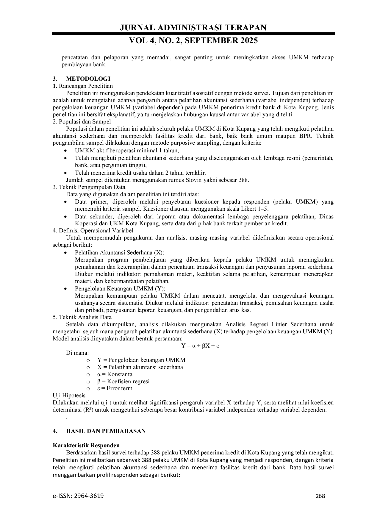 JURIS PENGARUH PELATIHAN AKUNTANSI SEDERHANA TERHADAP PENGELOLAAN KEUANGAN UMKM PENERIMA KREDIT BANK DI KOTA KUPANG