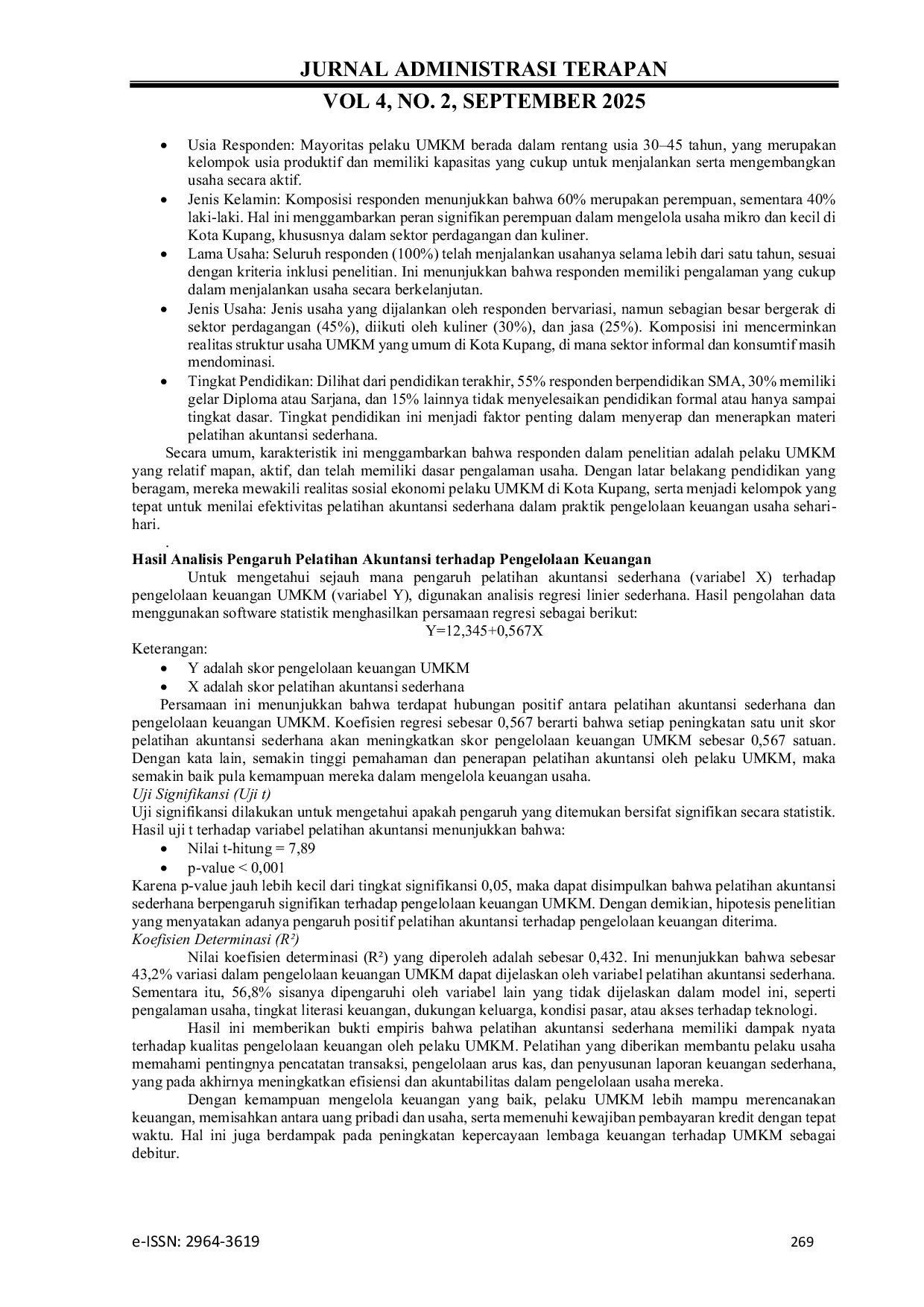 JURIS PENGARUH PELATIHAN AKUNTANSI SEDERHANA TERHADAP PENGELOLAAN KEUANGAN UMKM PENERIMA KREDIT BANK DI KOTA KUPANG