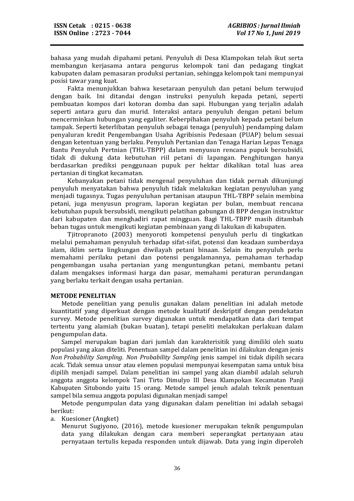 JURIS Persepsi Petani Terhadap Kinerja Penyuluh di Desa Klampokan dalam Pengembangan Padi Organik