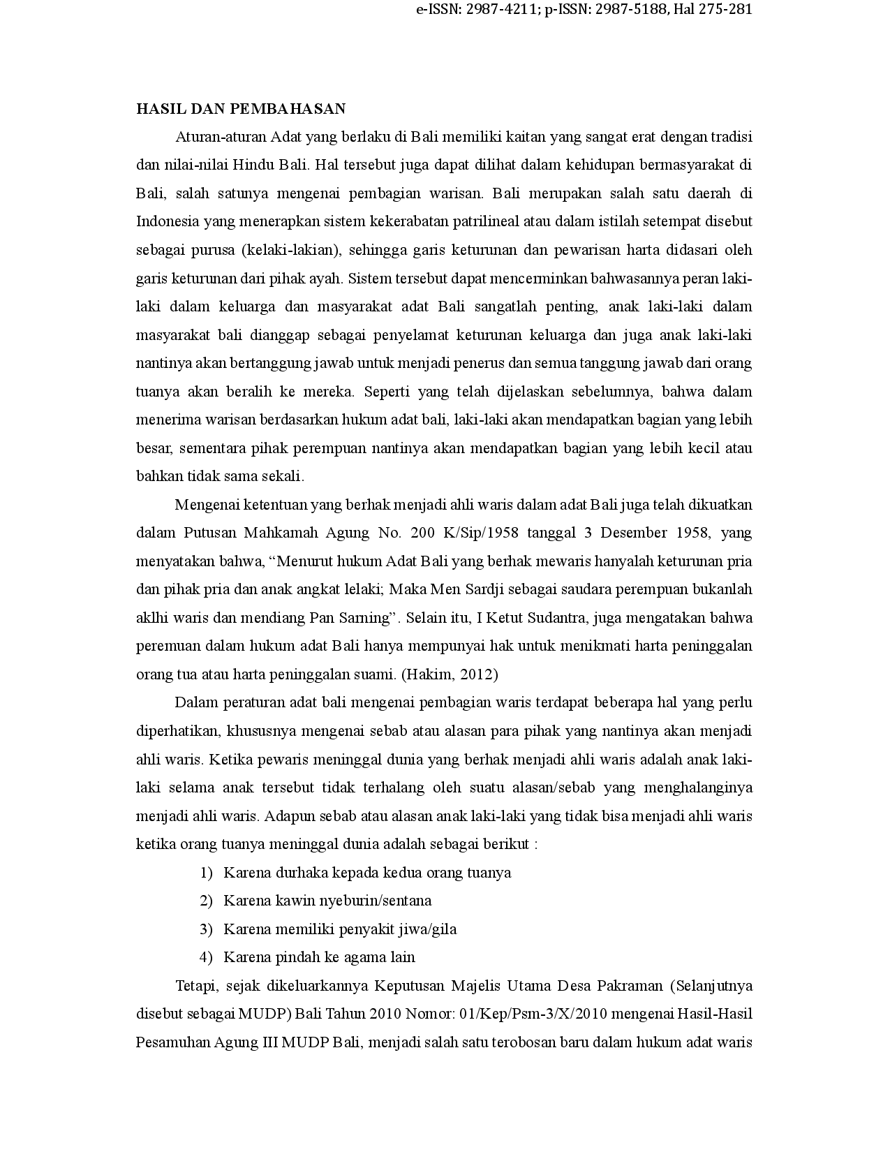 juris Kedudukan Hak Waris Bagi Wanita Yang Telah Pindah Agama Dalam Sistem Hukum Waris Adat Bali Studi Putusan Nomor 2826 K Pdt 2017