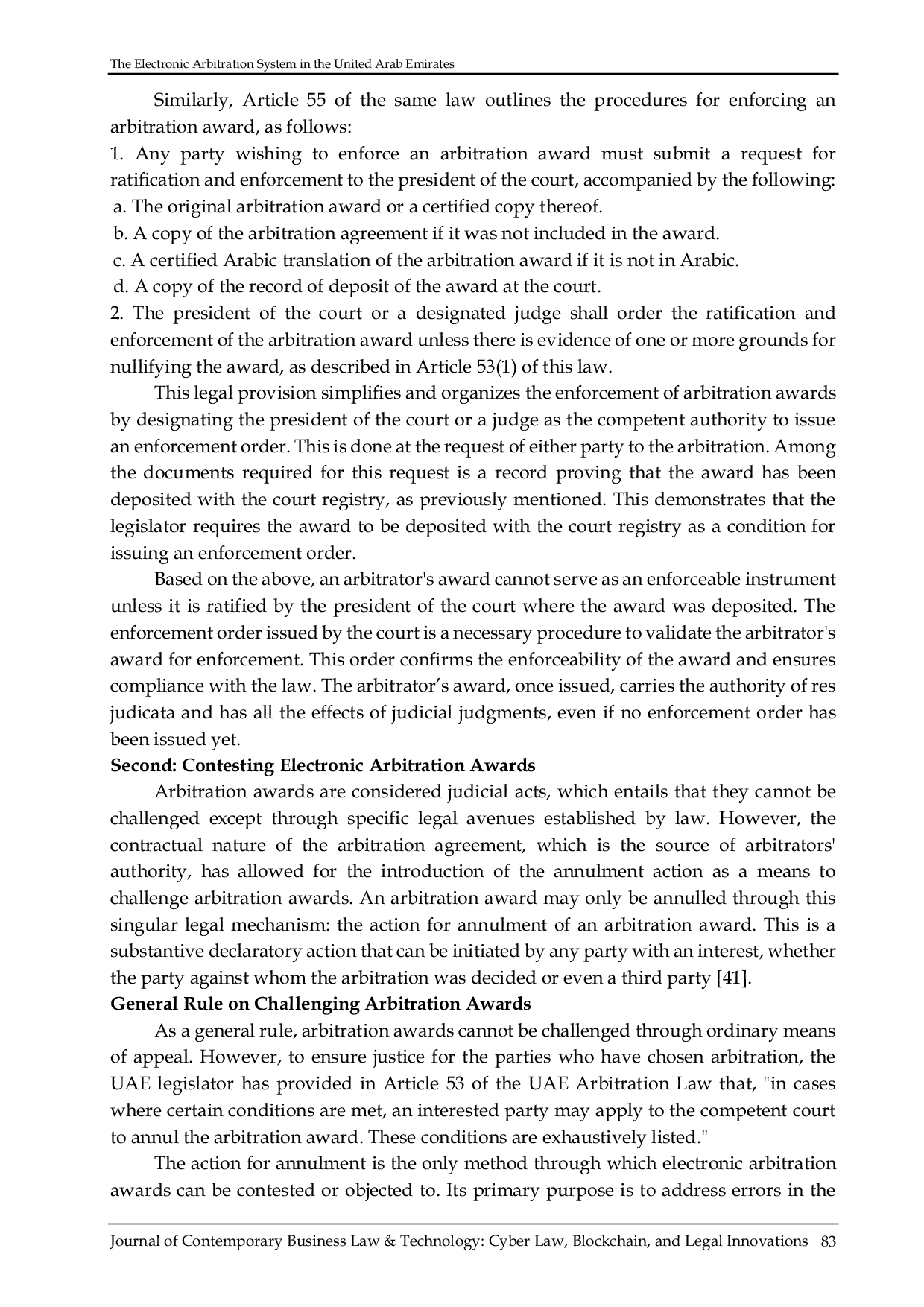 JURIS The Electronic Arbitration System in the United Arab Emirates