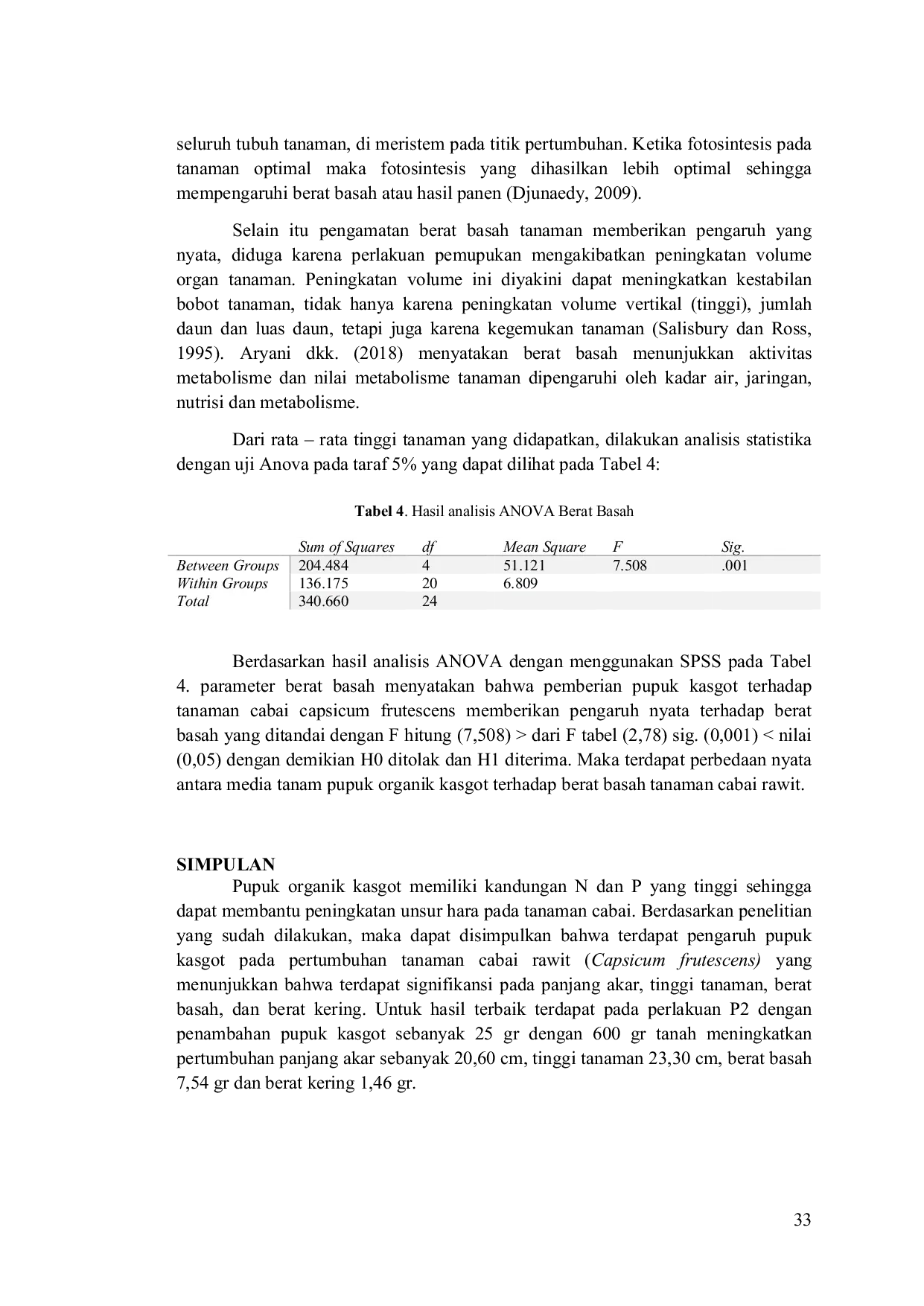 JURIS Pengaruh Pupuk Organik Kasgot Bekas Maggot Terhadap Pertumbuhan Tanaman Cabai Rawit Capsicum frutescens L