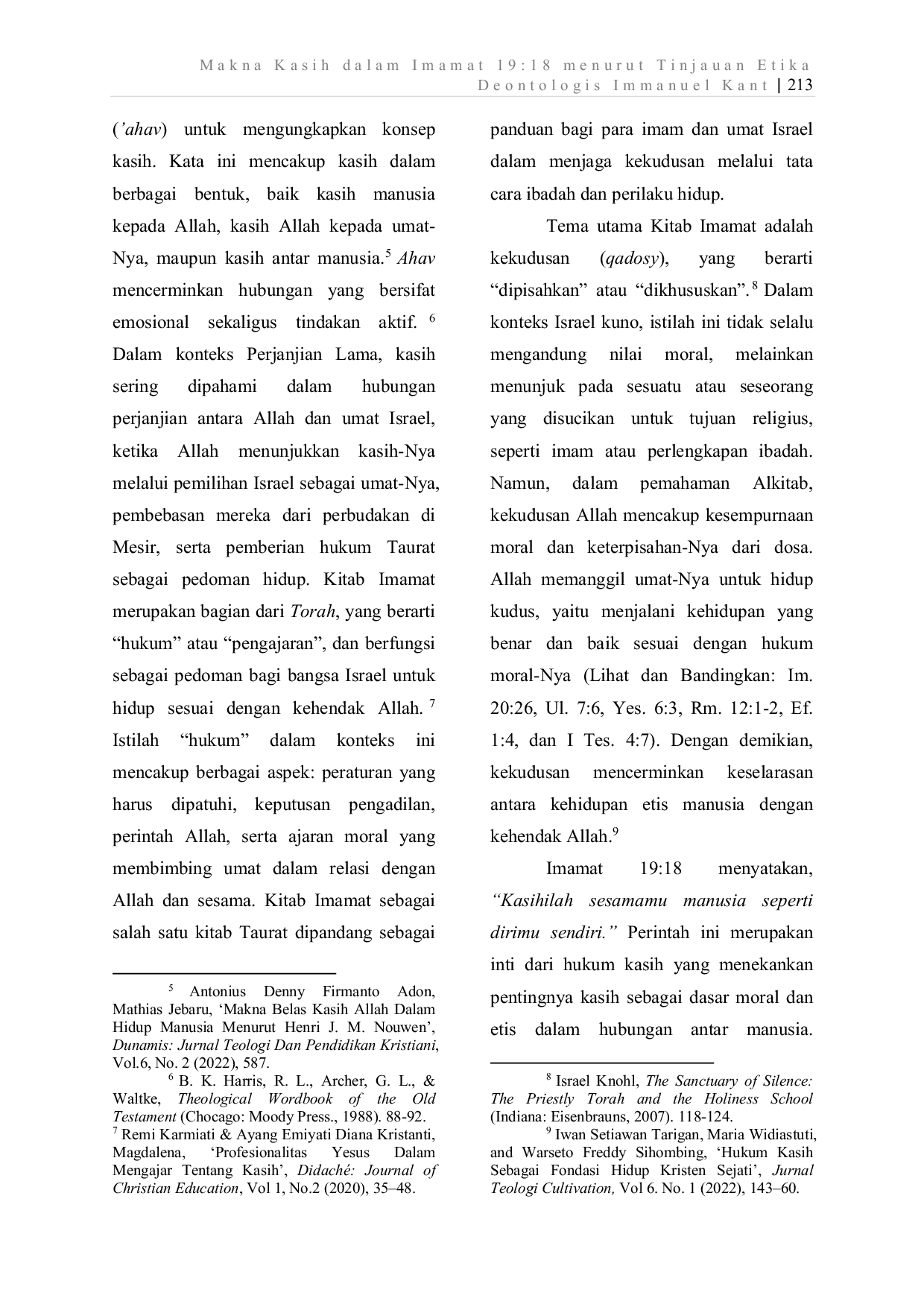 JURIS Makna Kasih dalam Imamat 19 18 menurut Tinjauan Etika Deontologis Immanuel Kant