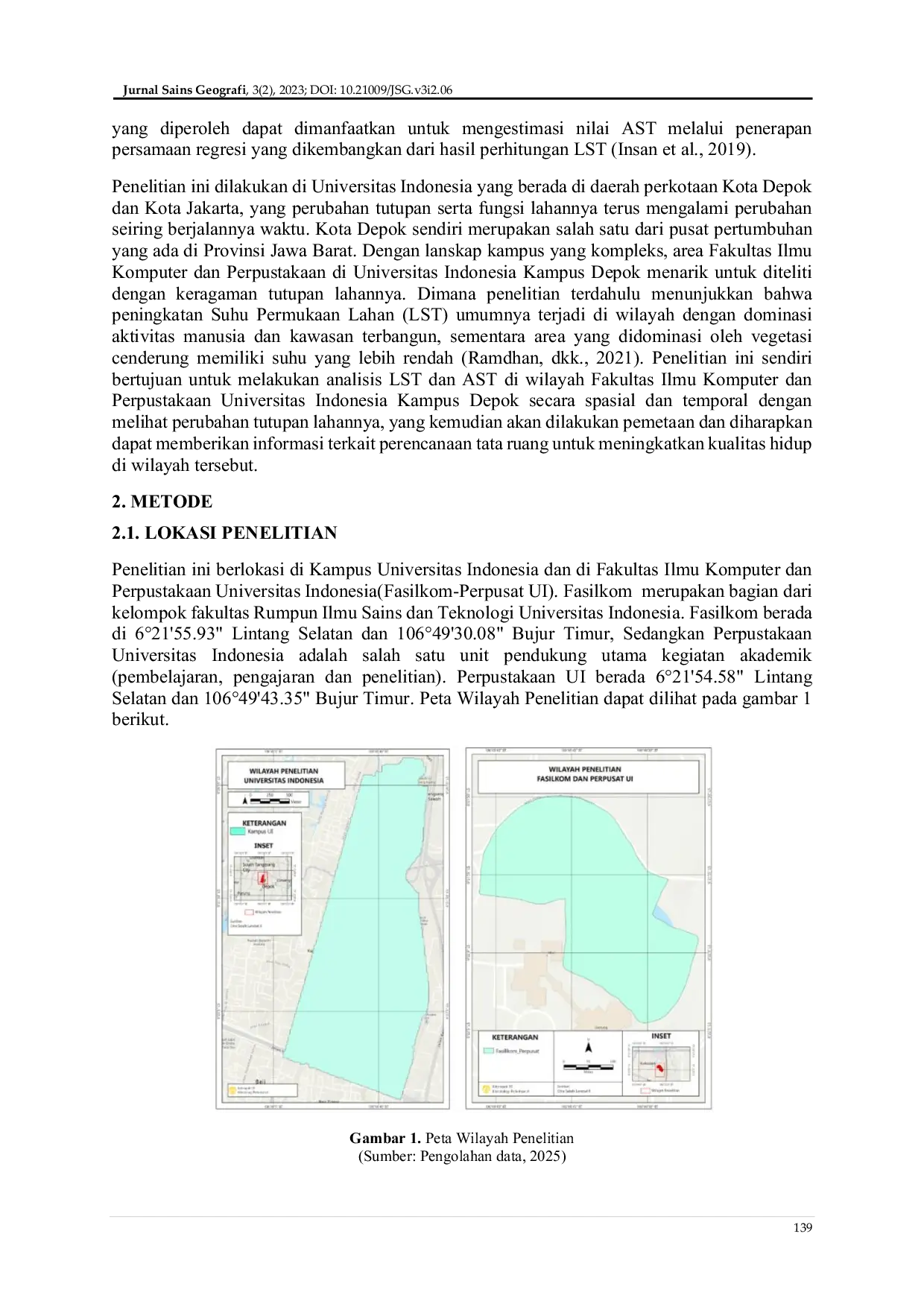 JURIS Analisis Spasio Temporal Tutupan Lahan dan LST AST di Universitas Indonesia dan Kawasan Perpustakaan Universitas Indonesia