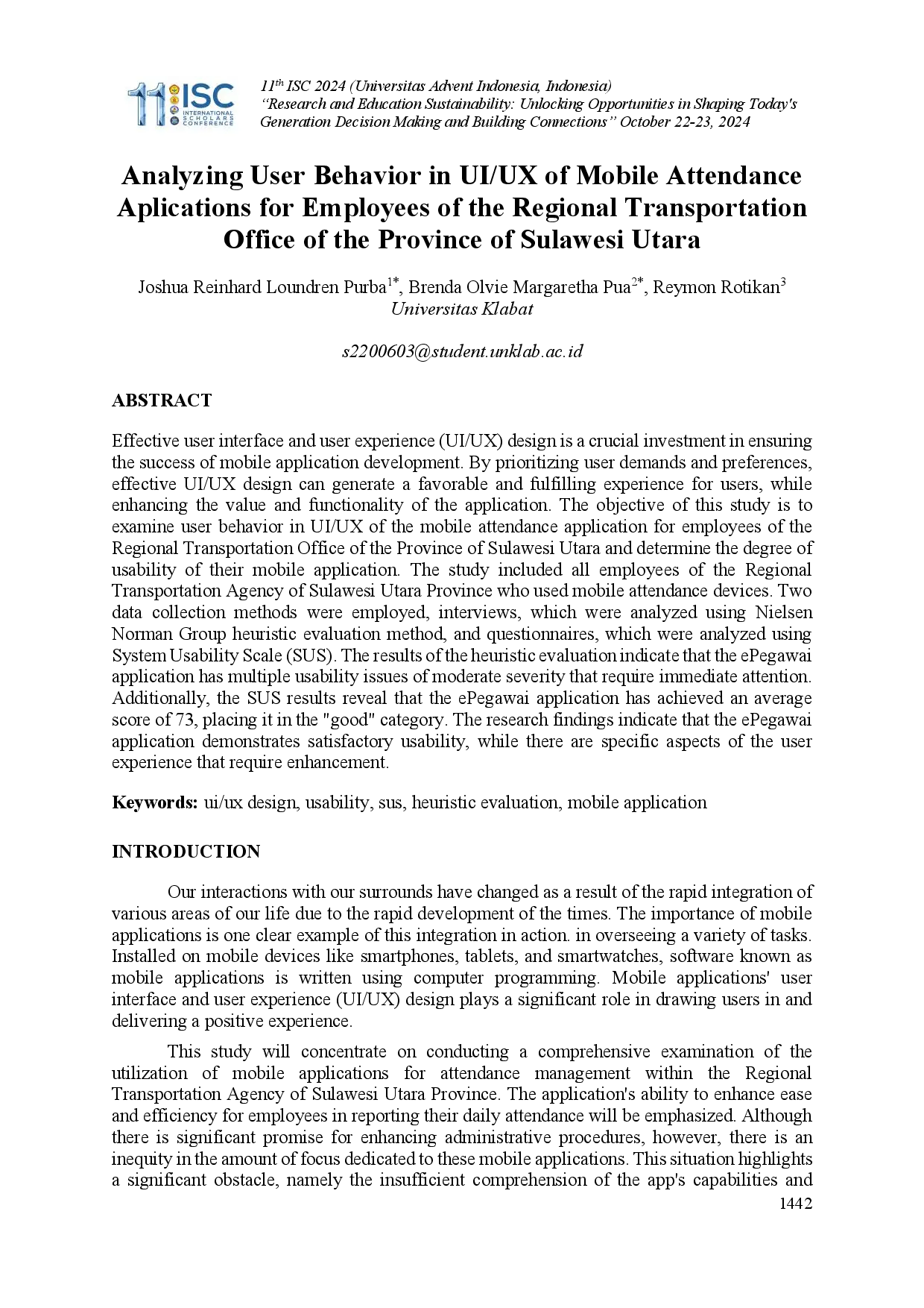 juris Analyzing User Behavior in UI UX of Mobile Attendance Aplications for Employees of the Regional Transportation Office of the Province of Sulawesi Utara