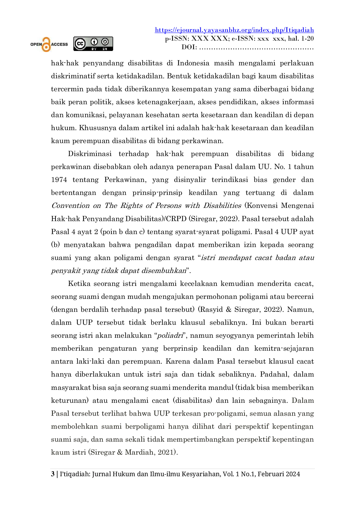 JURIS Aksibilitas Perempuan Disabilitas Menurut Uu No 1 Tahun 1974 Tentang Perkawinan