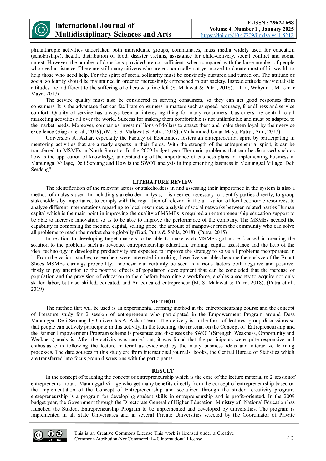 JURIS Improving Entrepreneurial Spirit Through Business Plan In Manunggal Village Deli Serdang