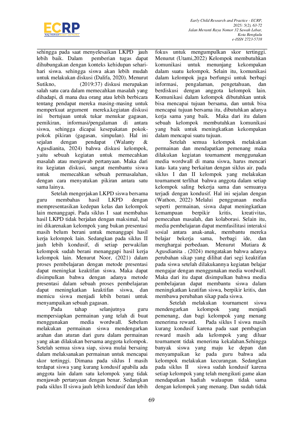 JURIS Penerapan Model Pembelajaran Kooperatif Tipe Team Game Tournament TGT Berbantuan Media Wordwall Untuk Meningkatkan Aktivitas Dan Hasil Belajar Siswa Pada Pembelajaran IPAS Kelas VB SD Negeri 5 Ko