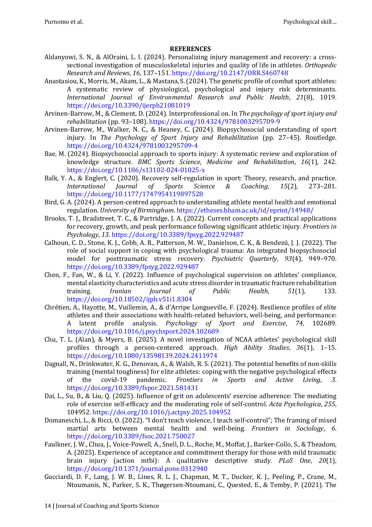 JURIS Psychological Skill Configurations and Rehabilitation Readiness Among Injured Pencak Silat Athletes A Person Centered Analysis