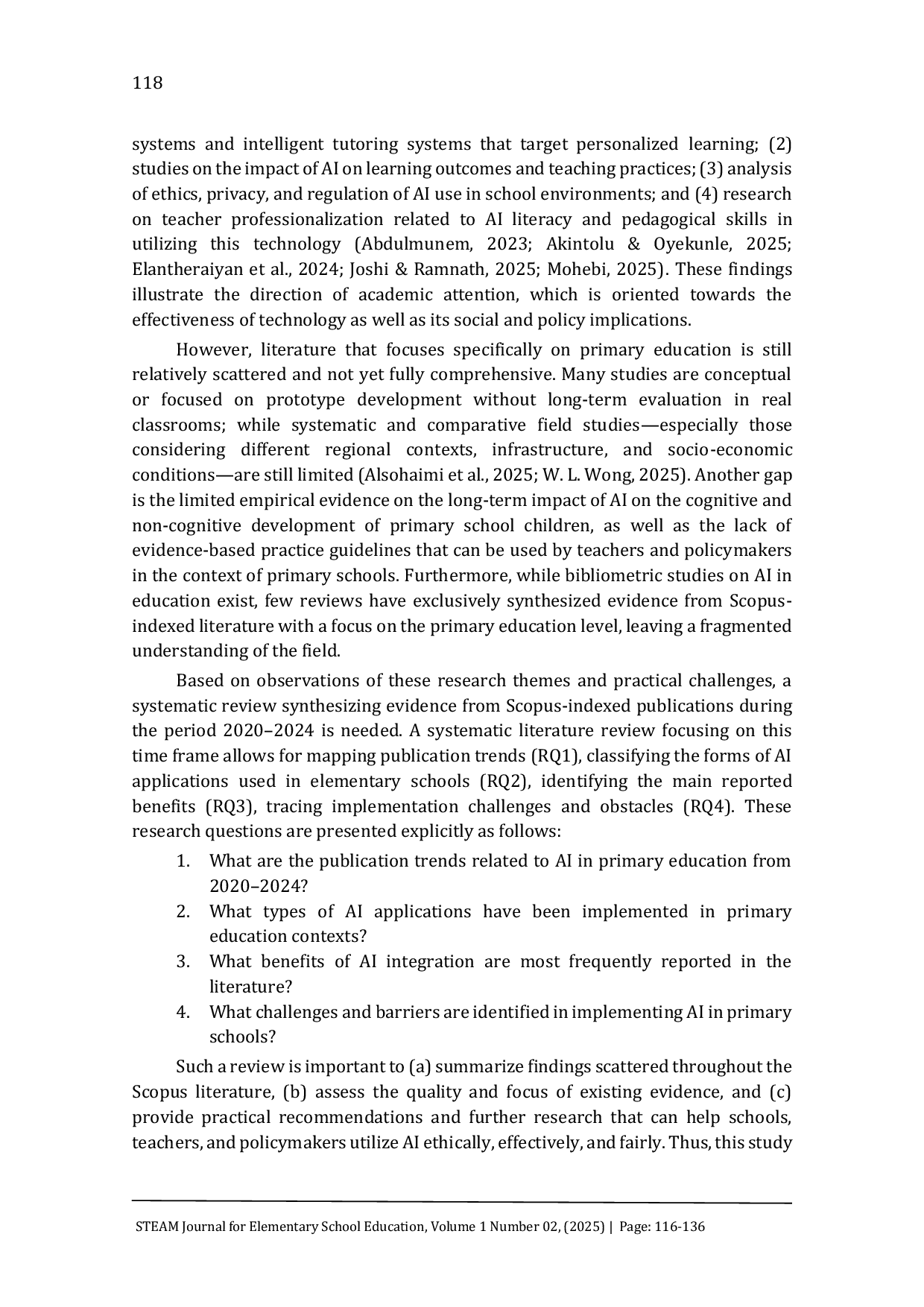 JURIS Exploring the Integration of Artificial Intelligence in Primary Education A Systematic Literature Review 2020 2024