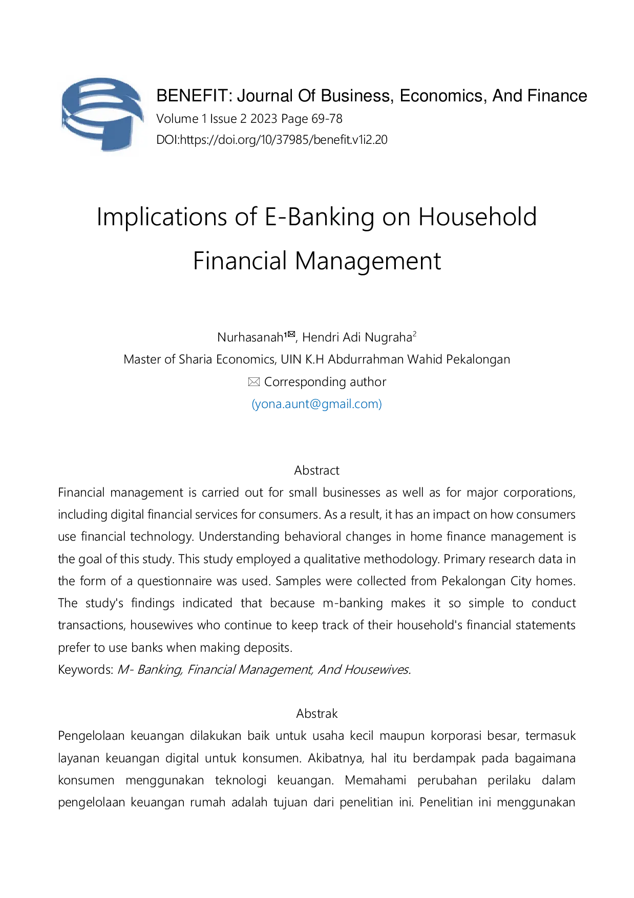 JURIS Implications of E Banking on Household Financial Management