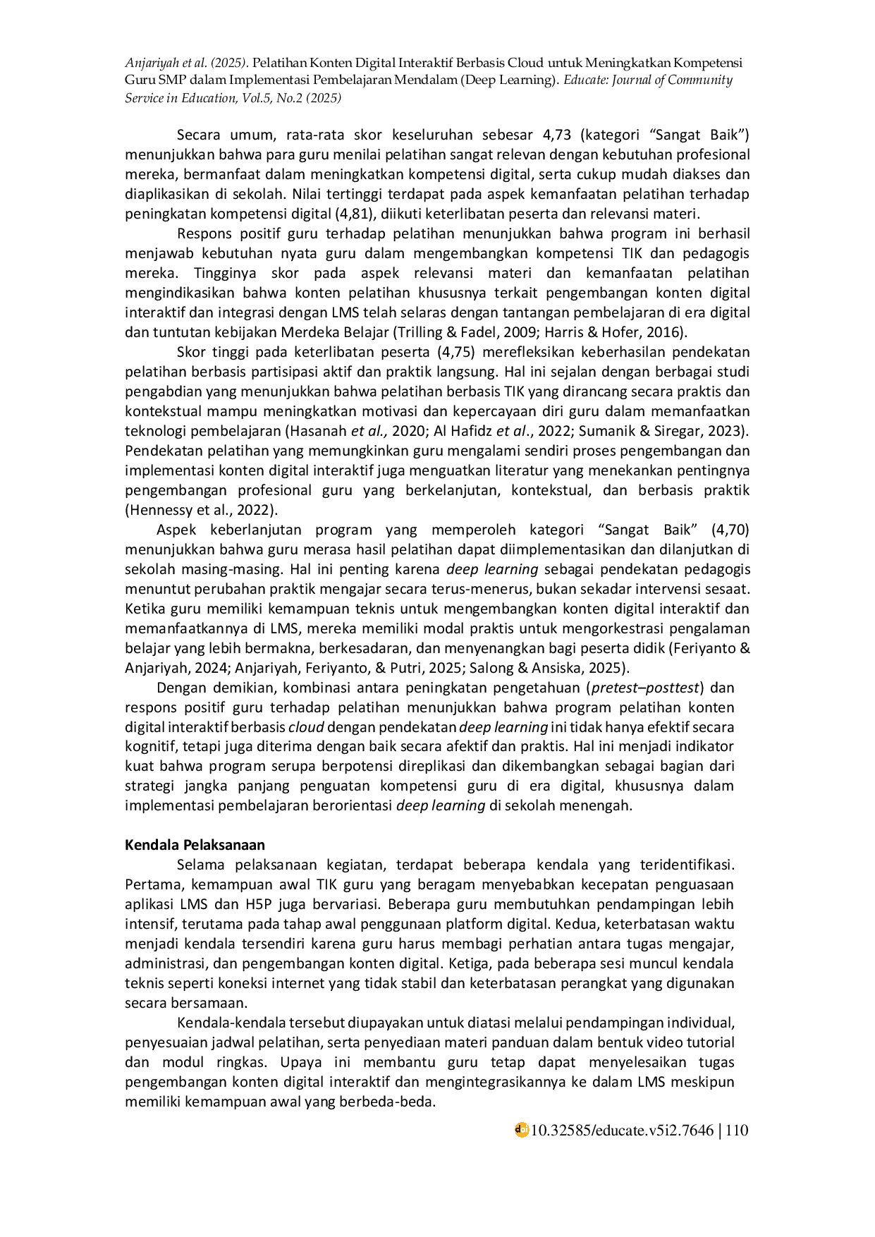 JURIS Pelatihan Konten Digital Interaktif Berbasis Cloud untuk Meningkatkan Kompetensi Guru SMP dalam Implementasi Pembelajaran Mendalam Deep Learning