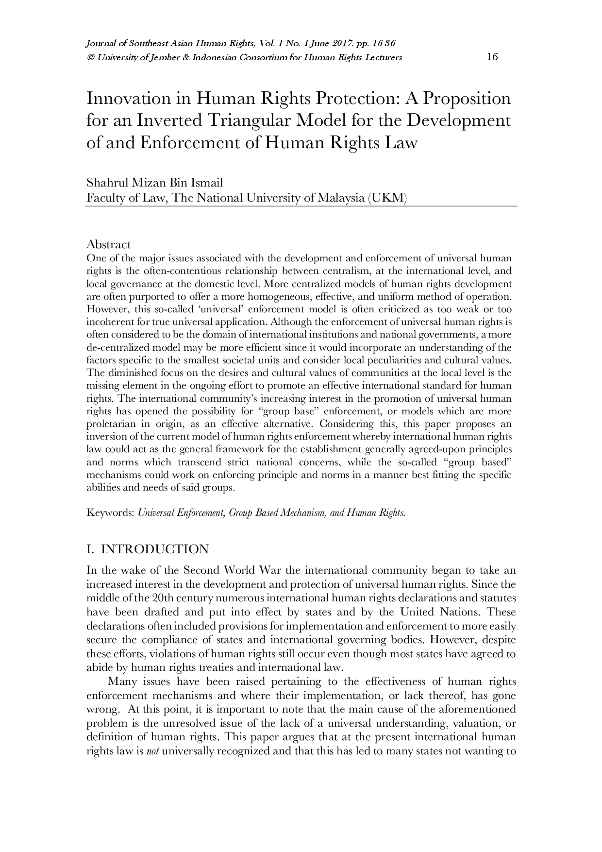 juris Breaking New Ground In Human Rights Protection Proposing An Inverted Triangular Approach Through Group Based Enforcement In South East Asia