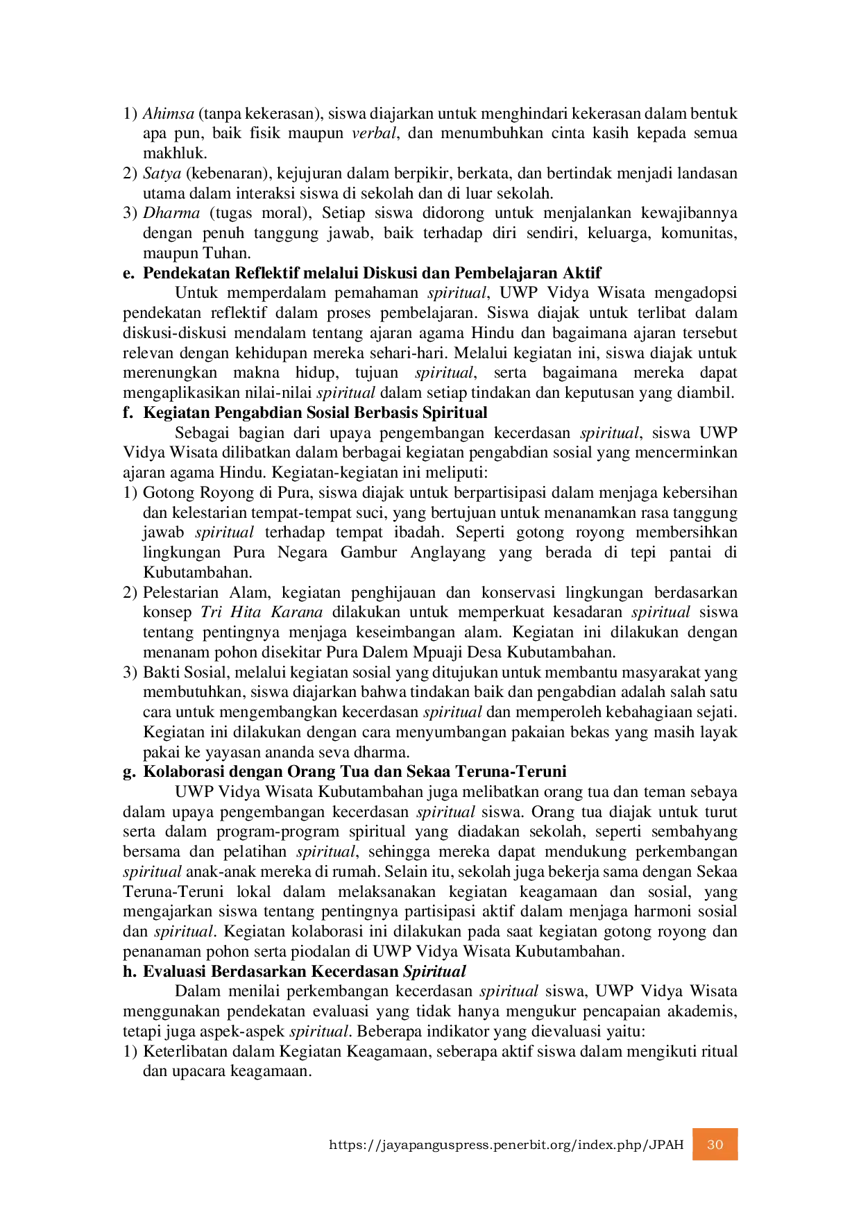 JURIS Transformasi Ajaran Pendidikan Agama Hindu Dalam Membangun Keseimbangan Intelek Moral dan Spiritual Siswa di UWP Vidya Wisata Kubutambahan