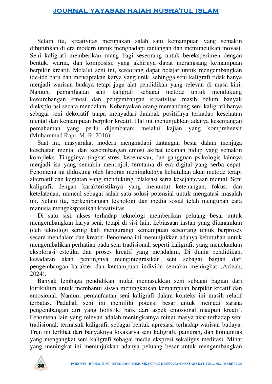juris Keseimbangan Emosi Dan Pengembangan Kreativitas Dalam Kajian Seni Kaligrafi