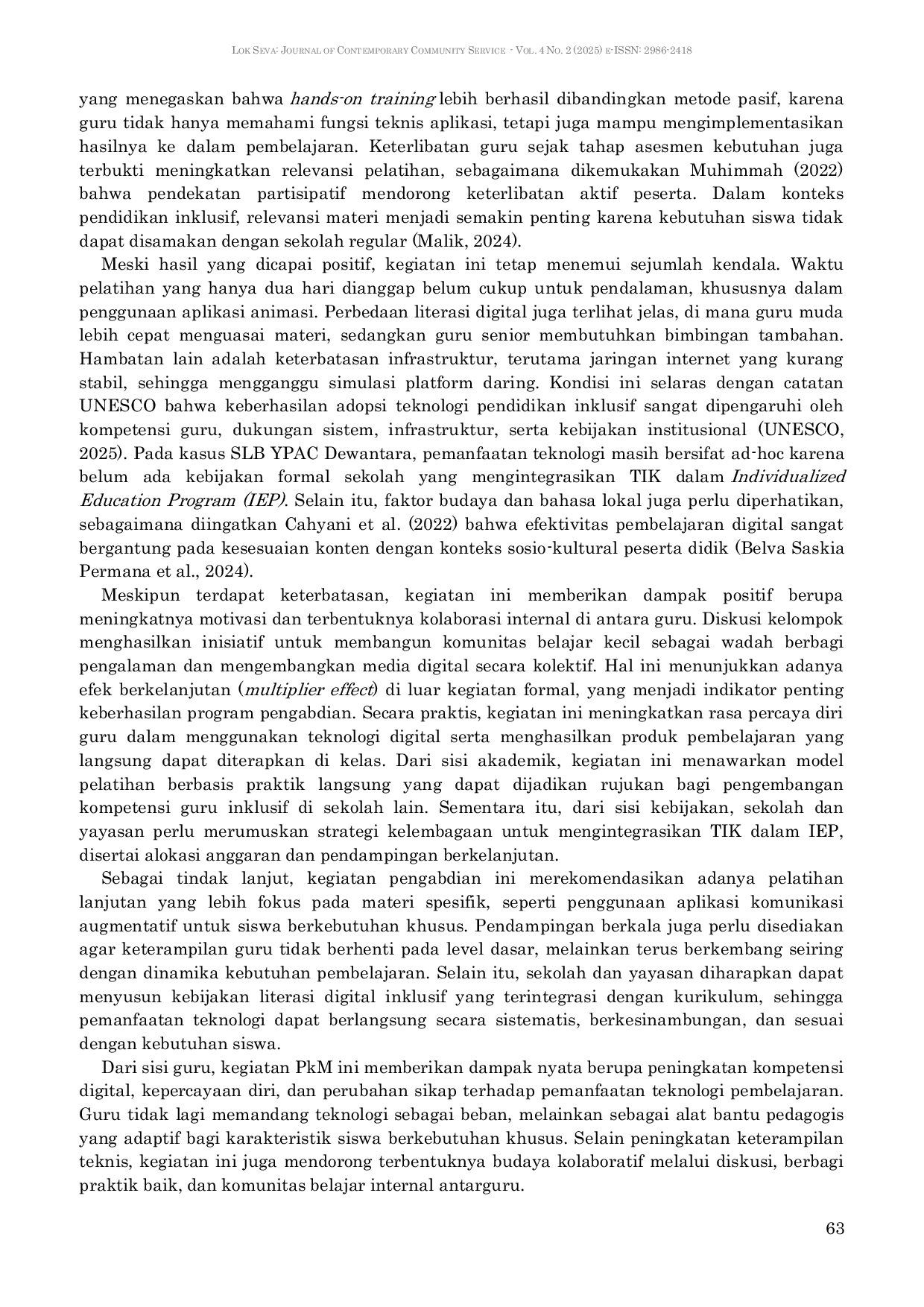 JURIS Peningkatan Kompetensi Guru SLB dalam Pemanfaatan Teknologi Pembelajaran Digital di SLB YPAC Dewantara Aceh Utara