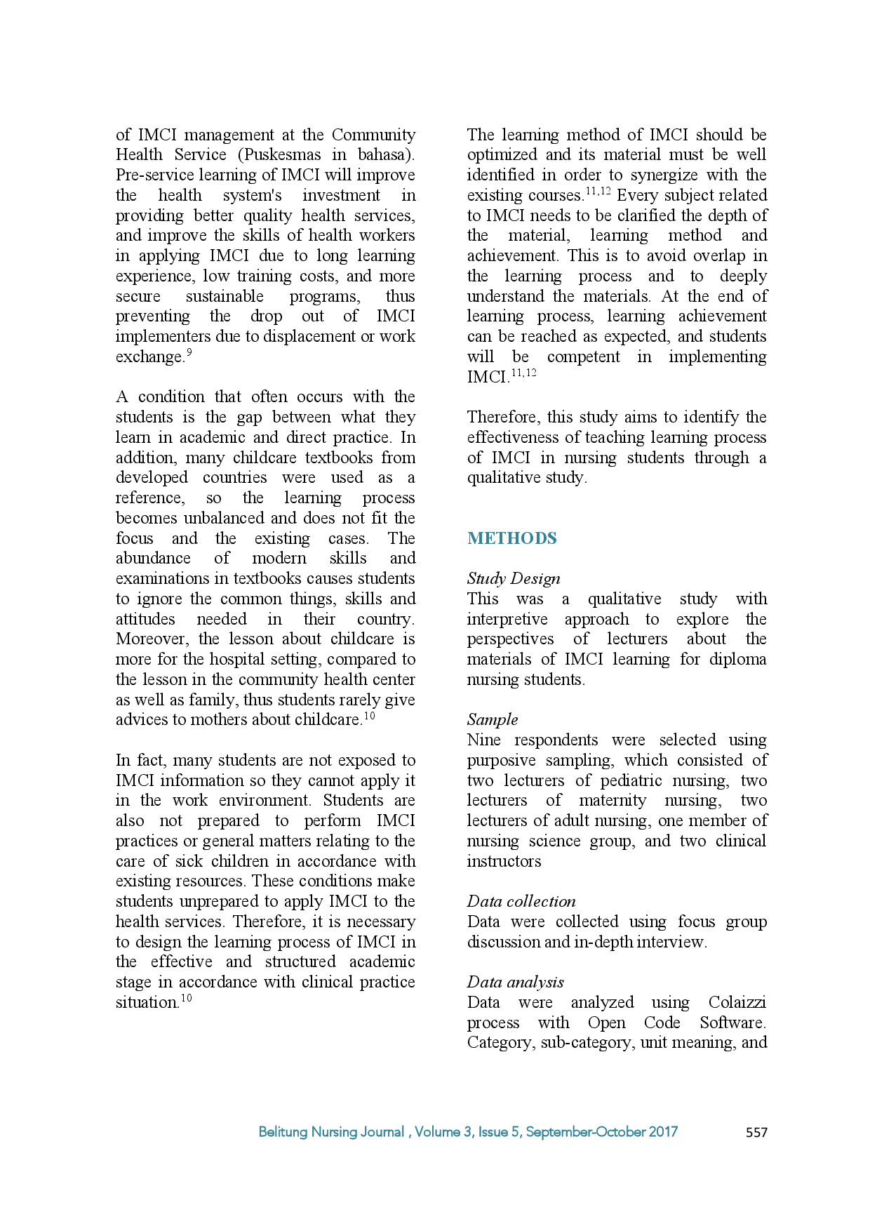 juris Developing Teaching Learning For Integrated Management Of Childhood Illness Imci A Qualitative Study In Aceh Indonesia
