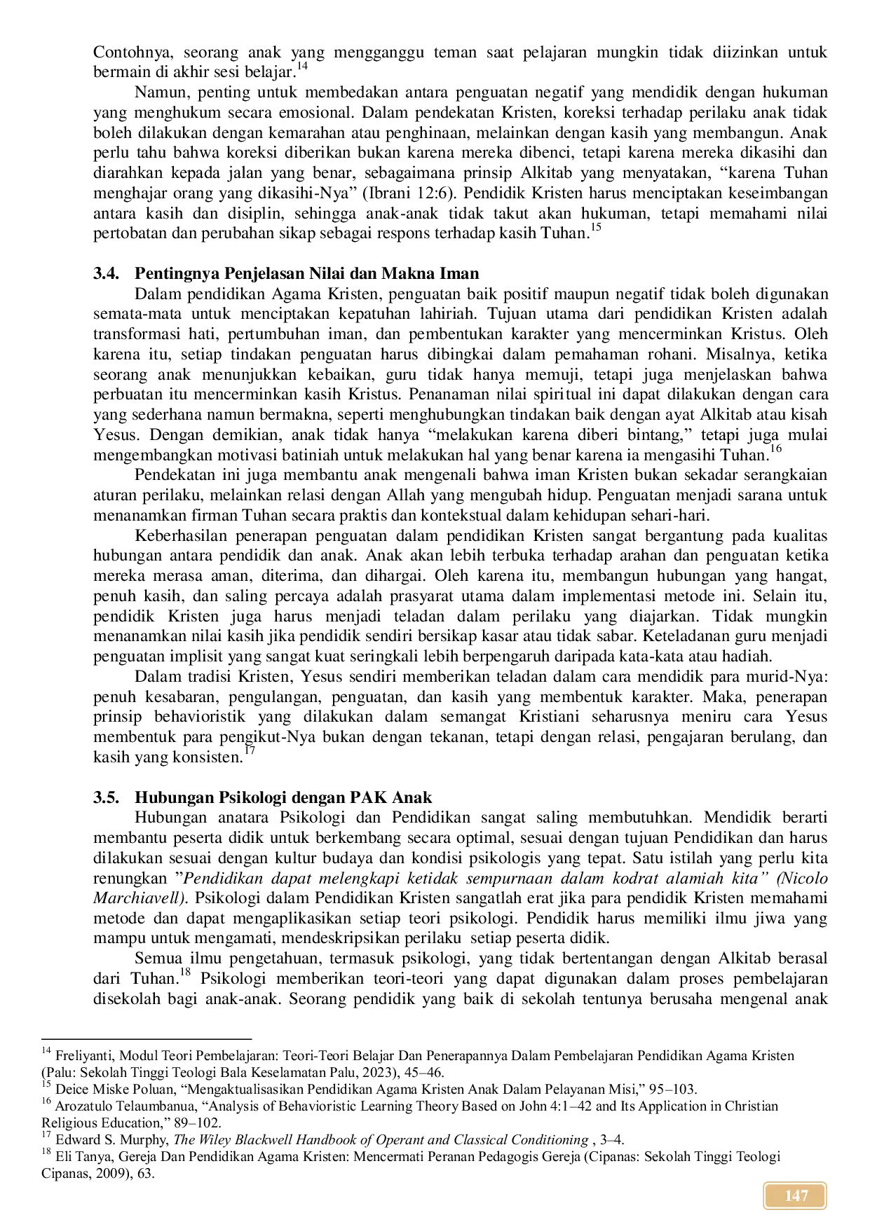 JURIS Penerapan Teori Psikologi Behavioristik Dalam Pendidikan Agama Kristen Anak Perspektif Dan Implementasi