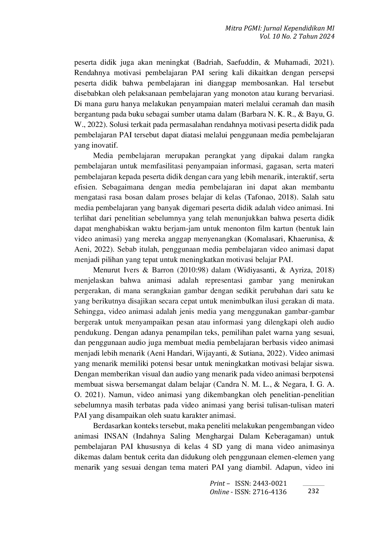 JURIS Pengembangan Video INSAN untuk Meningkatkan Motivasi Pembelajaran PAI Siswa di Sekolah Dasar