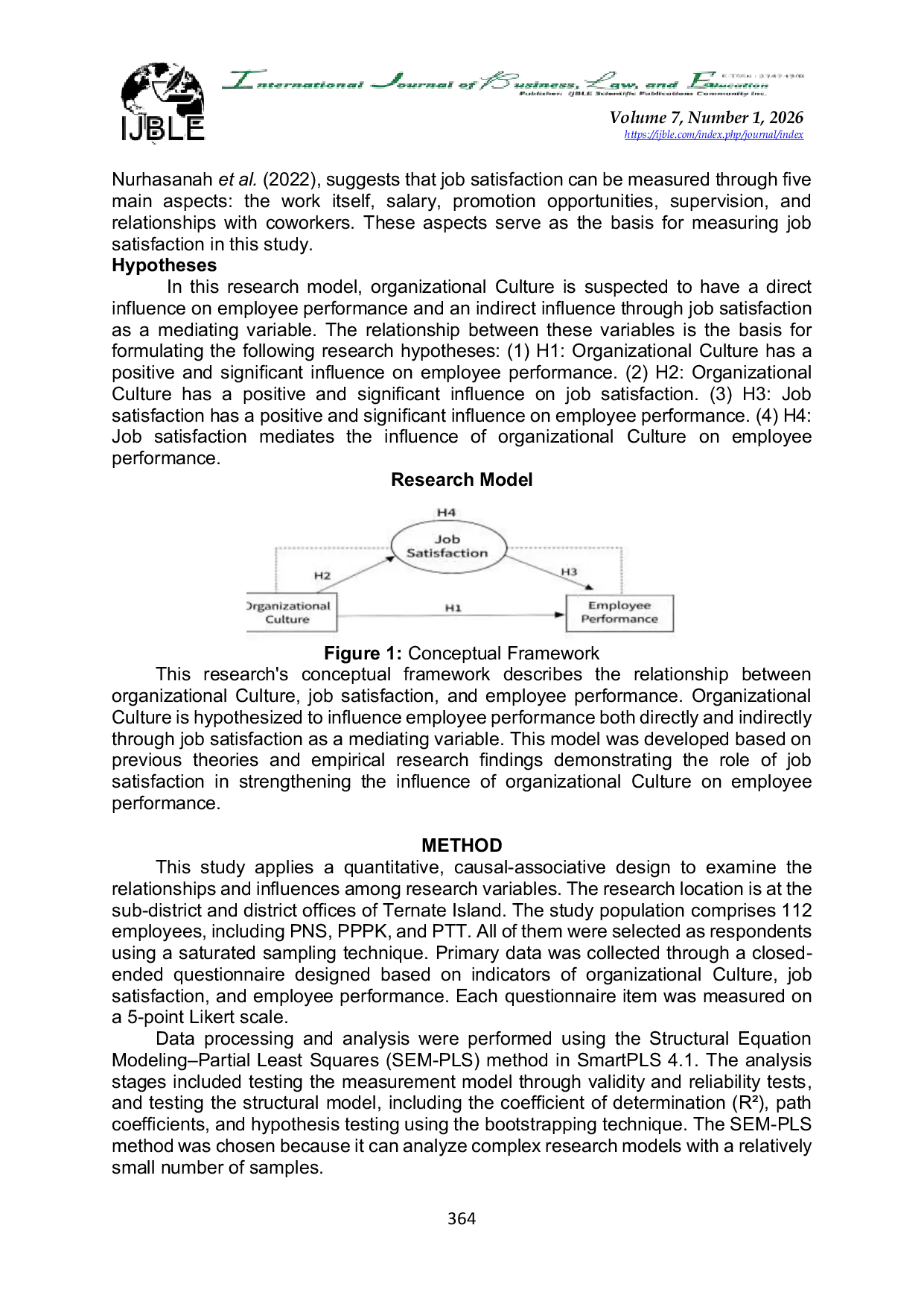 JURIS The Influence of Organizational Culture on Employee Performance with Job Satisfaction as a Mediating Variable