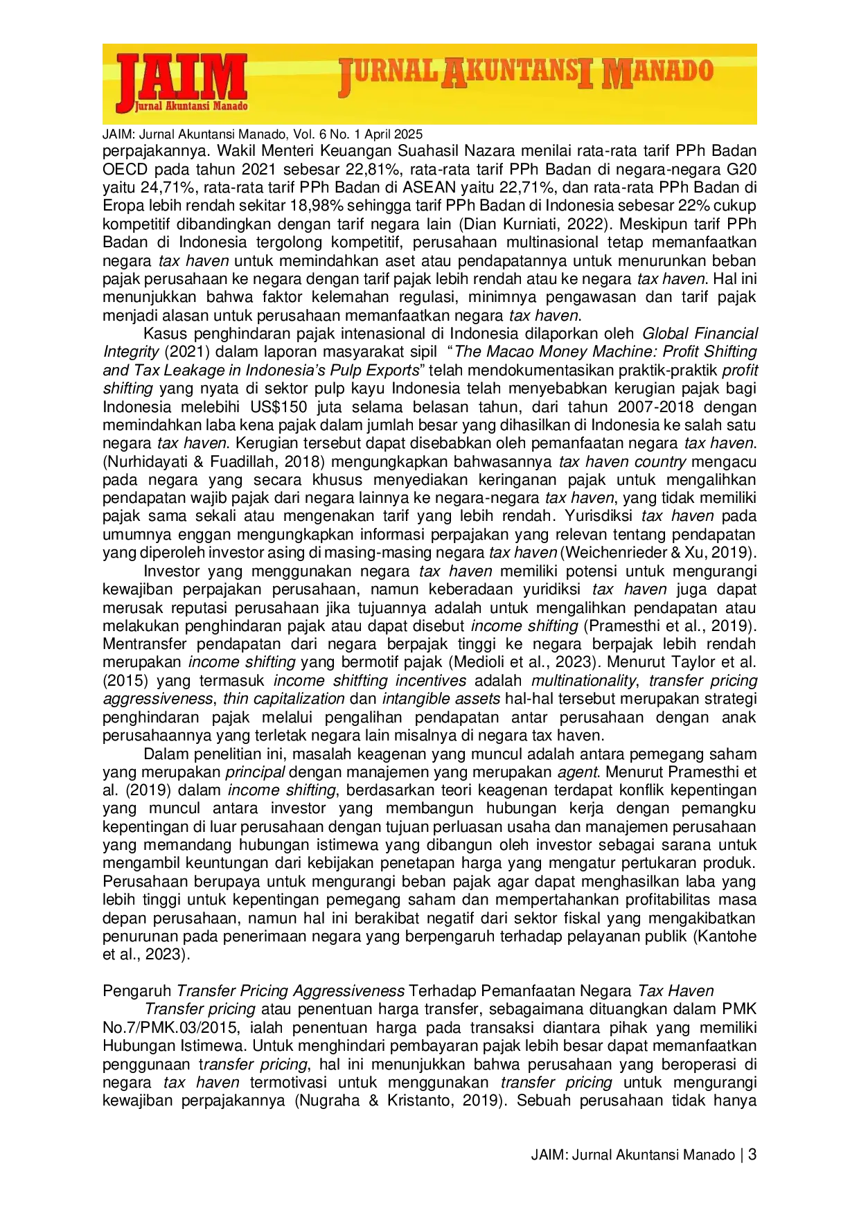 JURIS Pengaruh Income Shifting Incentives Terhadap Pemanfaatan Negara Tax Haven