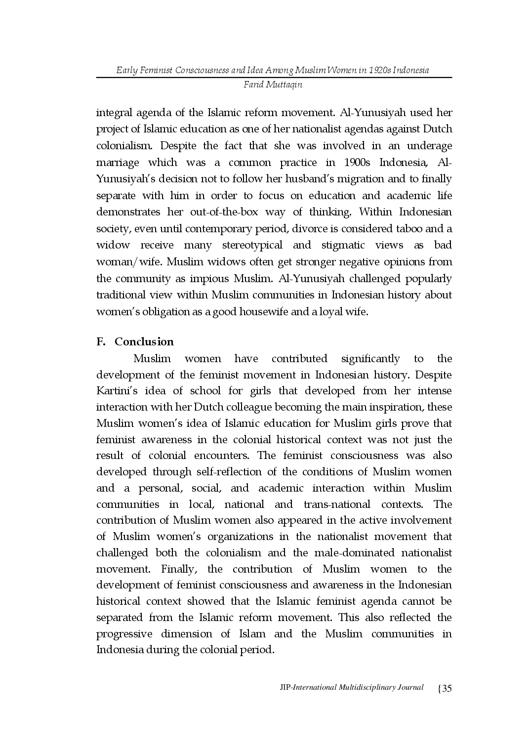 juris EARLY FEMINIST CONSCIOUSNESS AND IDEA AMONG MUSLIM WOMEN IN 1920s INDONESIA