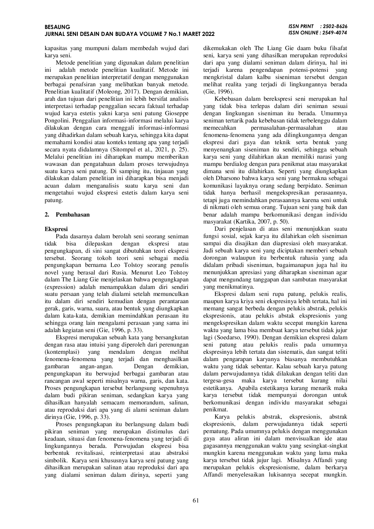 JURIS Ekspresi Dalam Seni Patung Karya Giuseppe Pongolini