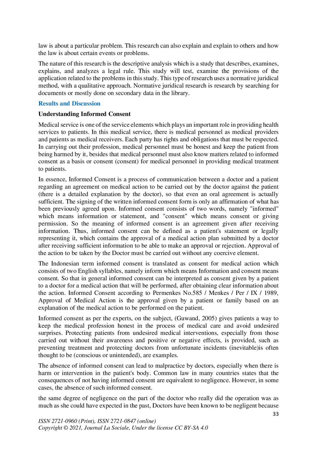 juris Informed Consent Position in Doctor and Patient Relationship
