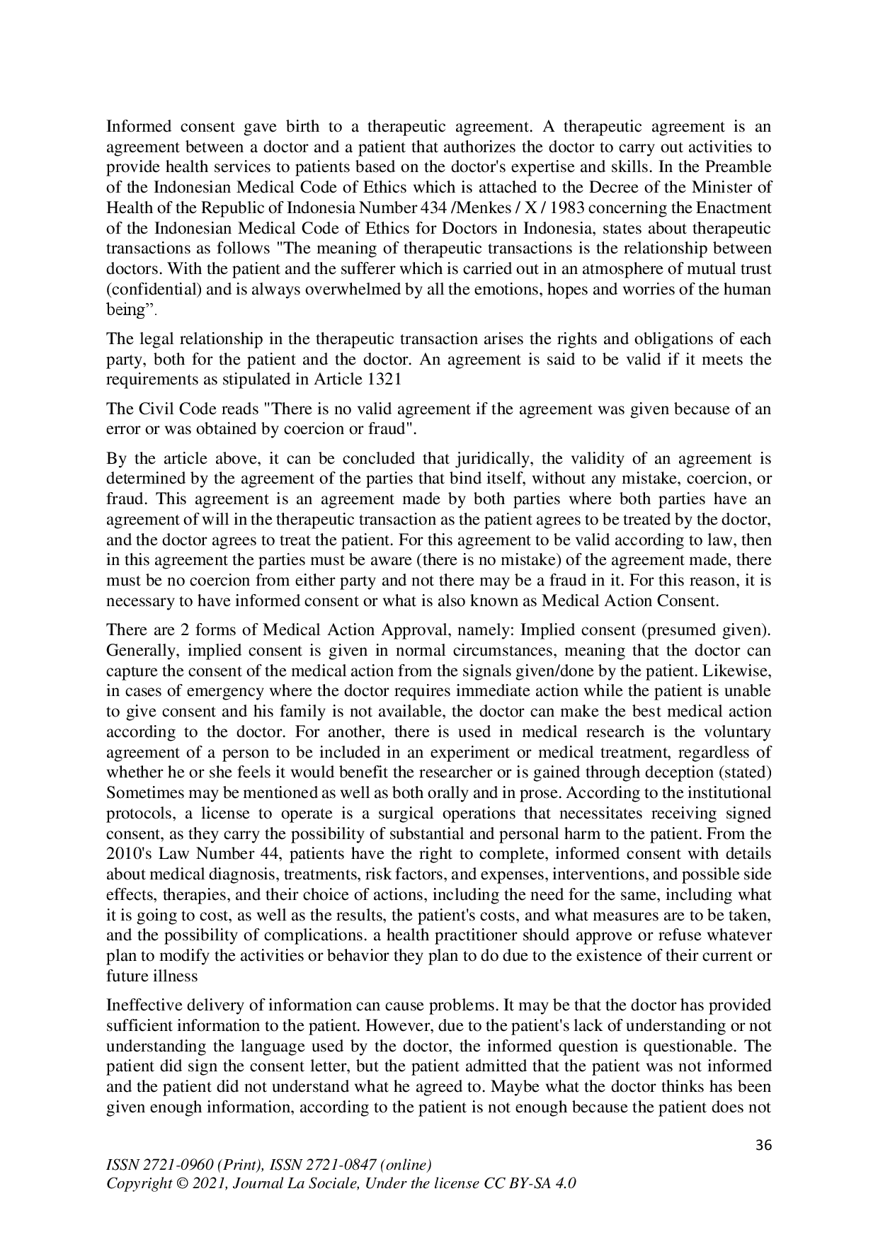 juris Informed Consent Position in Doctor and Patient Relationship