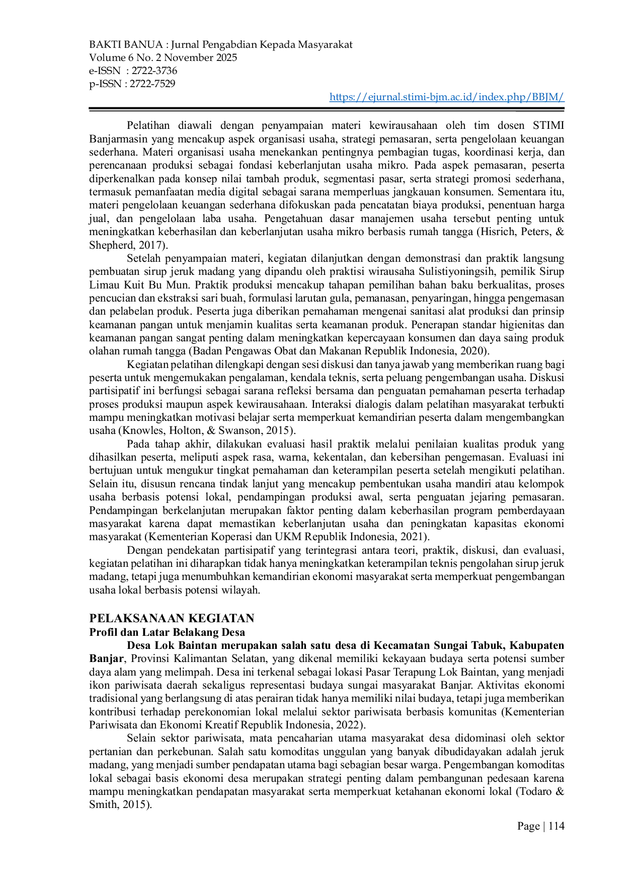 JURIS Pelatihan Pembuatan Sirup Jeruk Madang Lok Baintan