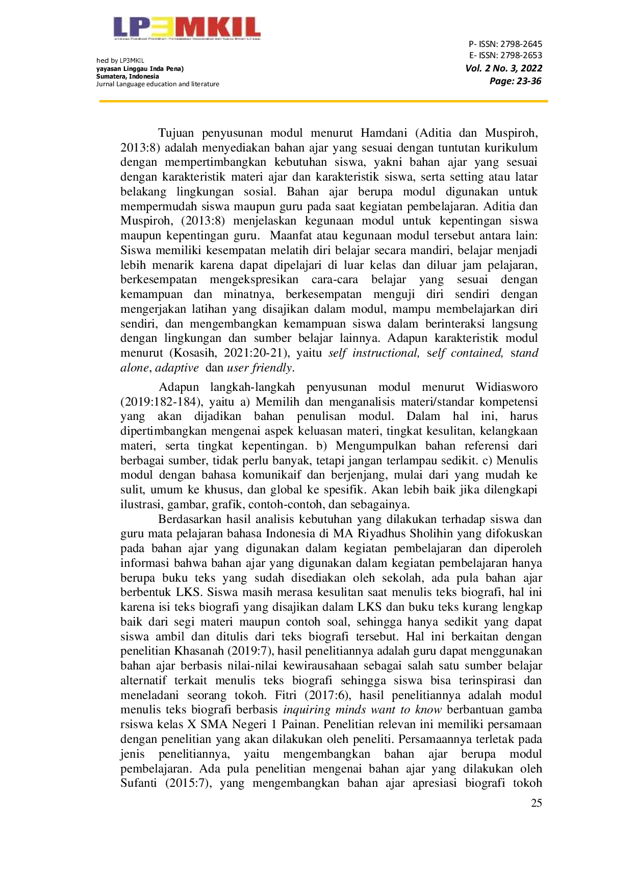 JURIS Model Bahan Ajar Menulis Teks Biografi Pada Siswa Kelas X MA Riyadhus Sholihin