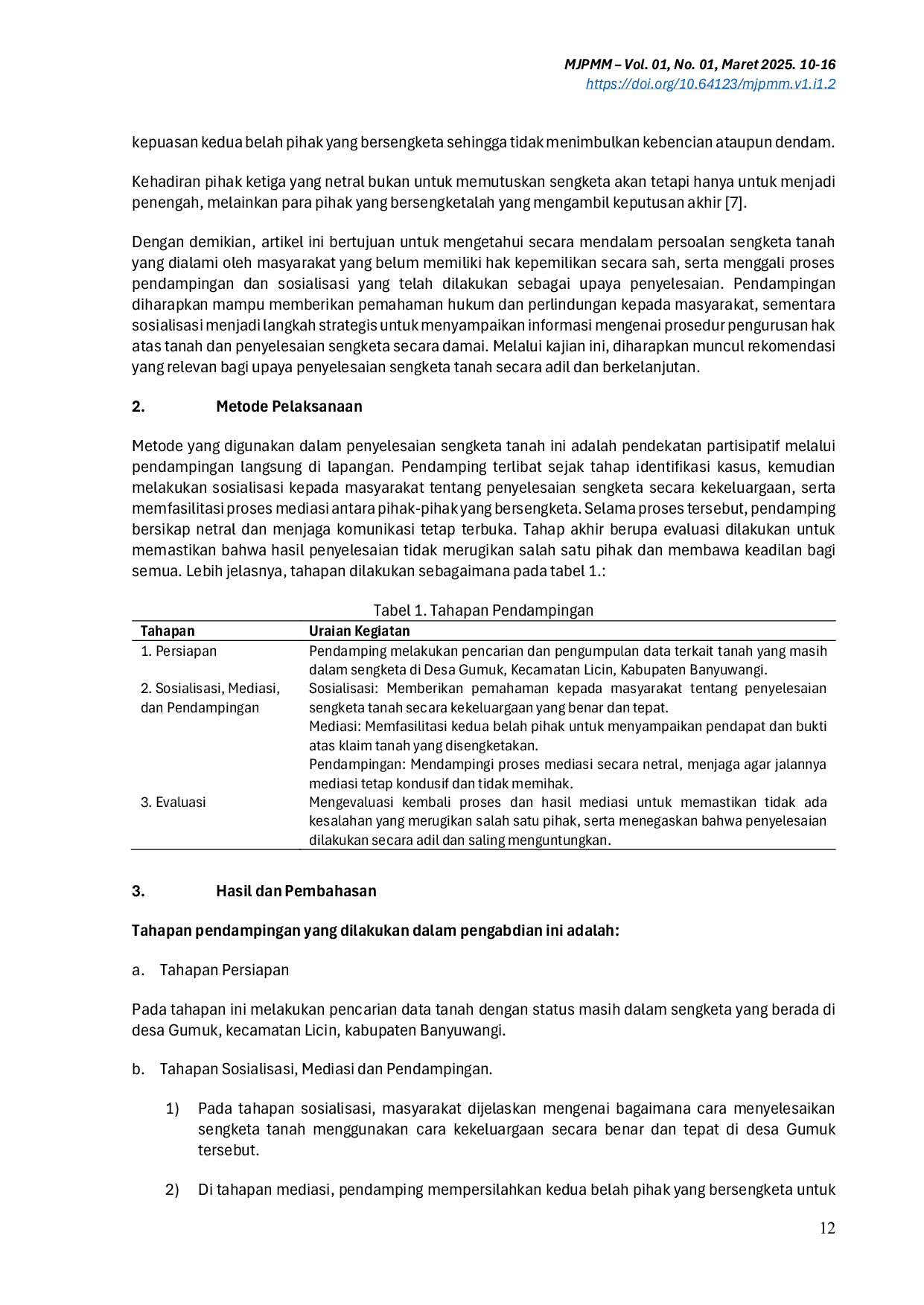 JURIS Mewujudkan Keadilan Agraria Pendampingan Penyelesaian Sengketa Tanah melalui Sosialisasi dan Mediasi Berbasis Kekeluargaan