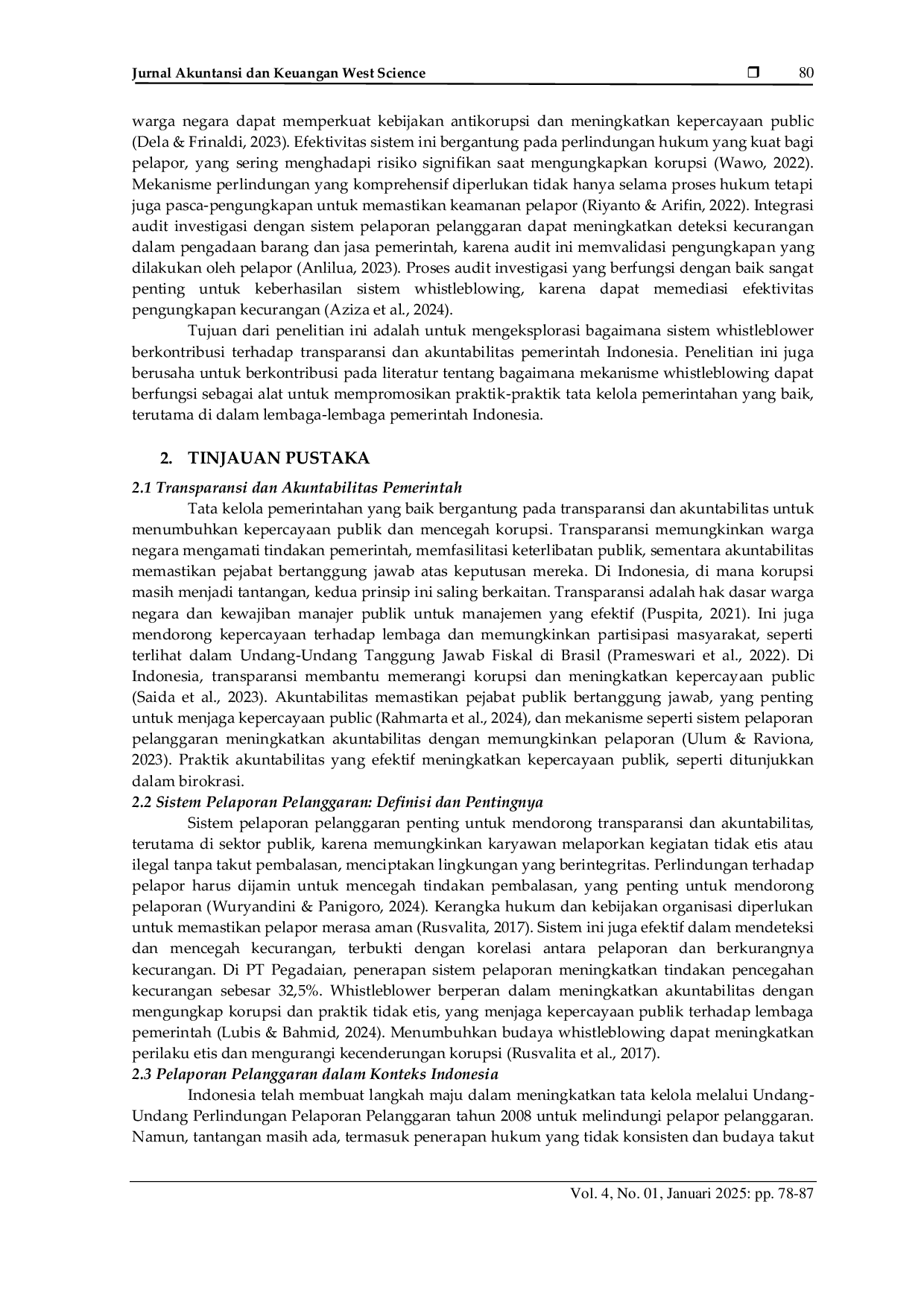 JURIS Pengaruh Whistleblowing System terhadap Transparansi dan Akuntabilitas Pemerintah