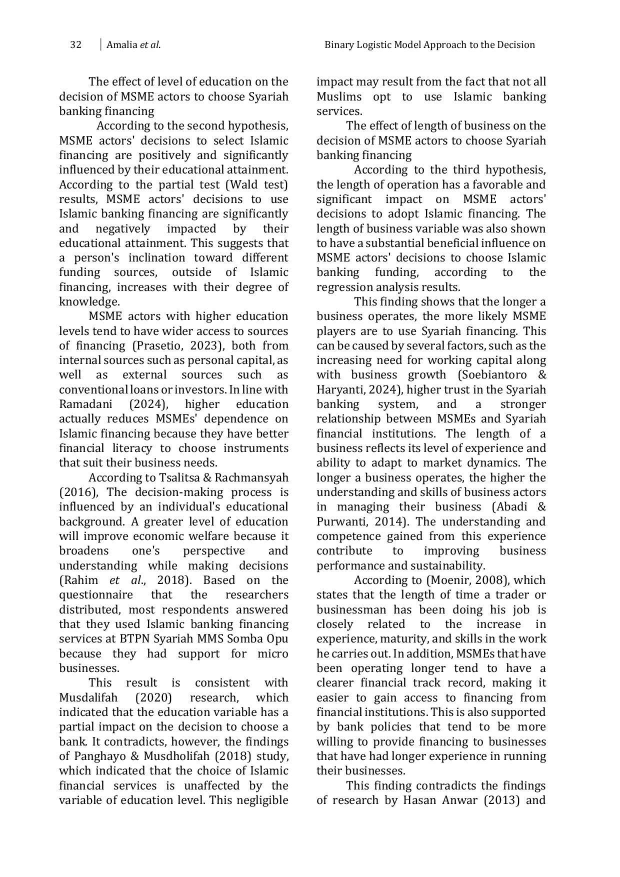 JURIS Binary Logistic Model Approach To The Decision Of Msme Actors In Choosing Syariah Banking Financing