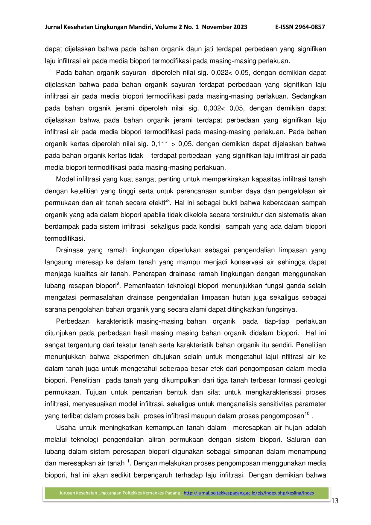 JURIS Modifikasi Biopori sebagai Optimalisasi Laju Infiltrasi Air Hujan dan Dampak bagi Pengomposan Bahan Organik