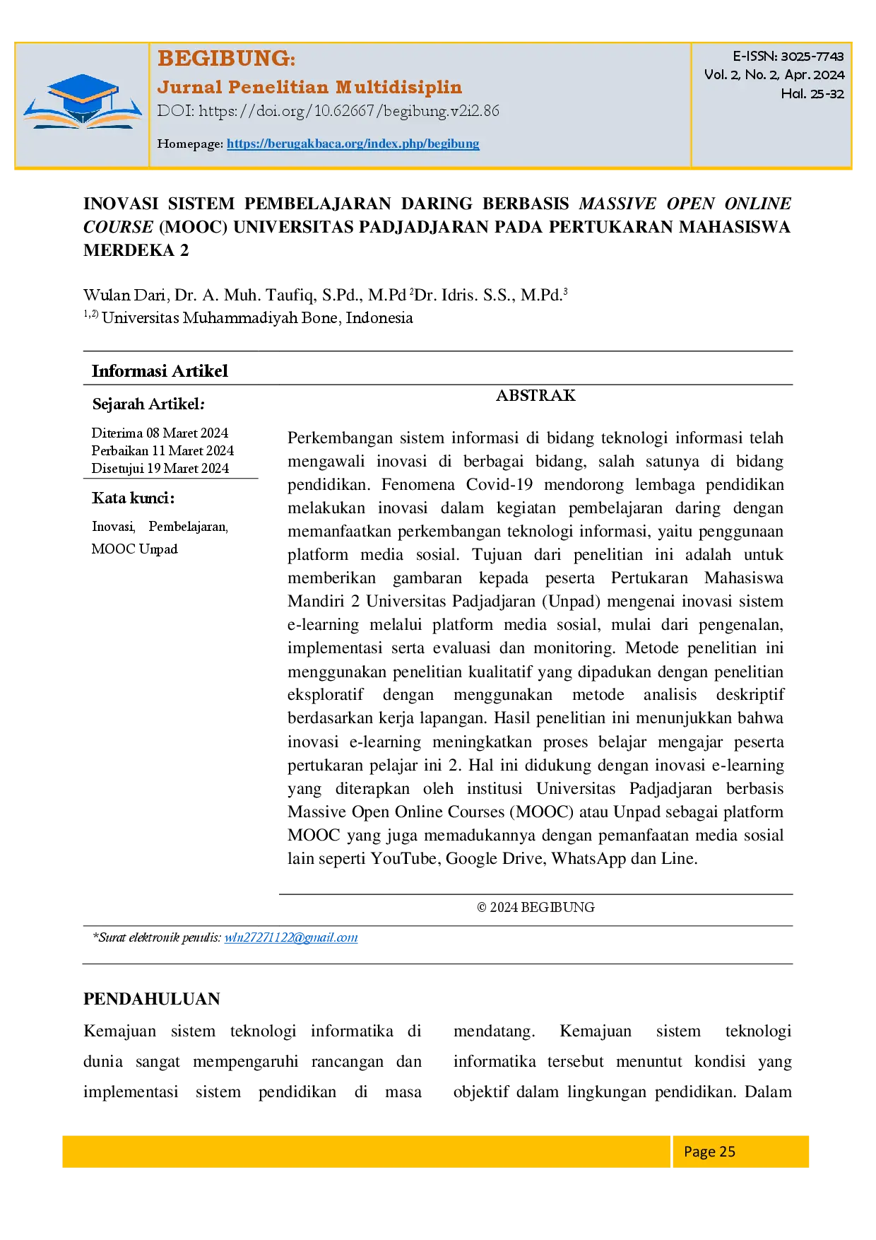 juris Inovasi Sistem Pembelajaran Daring Berbasis Massive Open Online Course Mooc Universitas Padjadjaran Pada Pertukaran Mahasiswa Merdeka 2