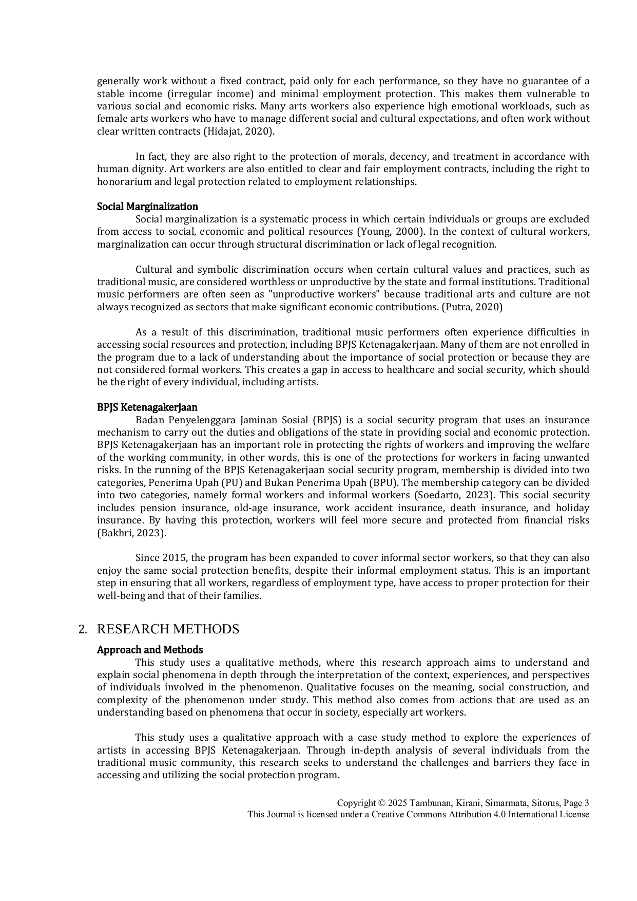 JURIS Social Marginalization of Access to BPJS Ketenagakerjaan for Tradition Music Groups