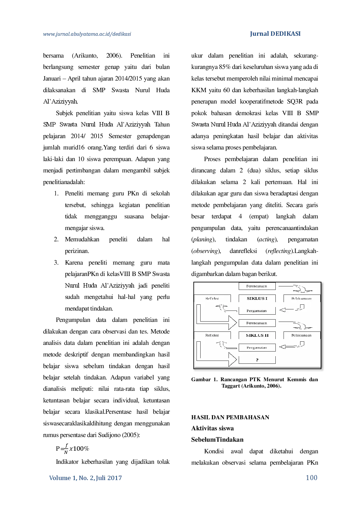 juris Penggunaan Model Pembelajaran Kooperatif Metode Survei Question Read Recite Review SQ3R Untuk Meningkatkan Hasil Belajar PKn Pada Siswa Kelas VIII B SMP Swasta Nurul Huda Al Aziziyyah
