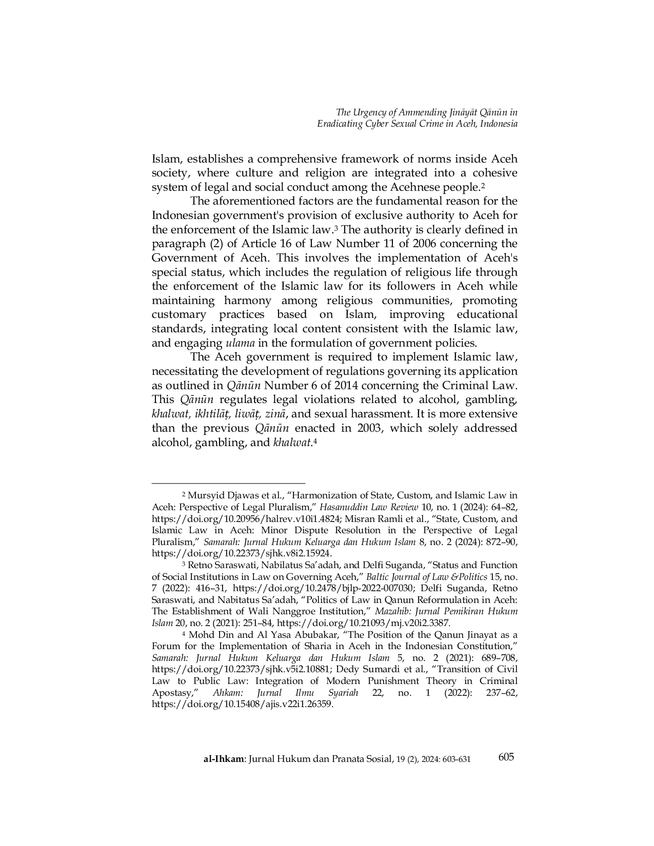 JURIS The Urgency of Ammending JinAyAt QAnn in Eradicating Cyber Sexual Crime in Aceh Indonesia