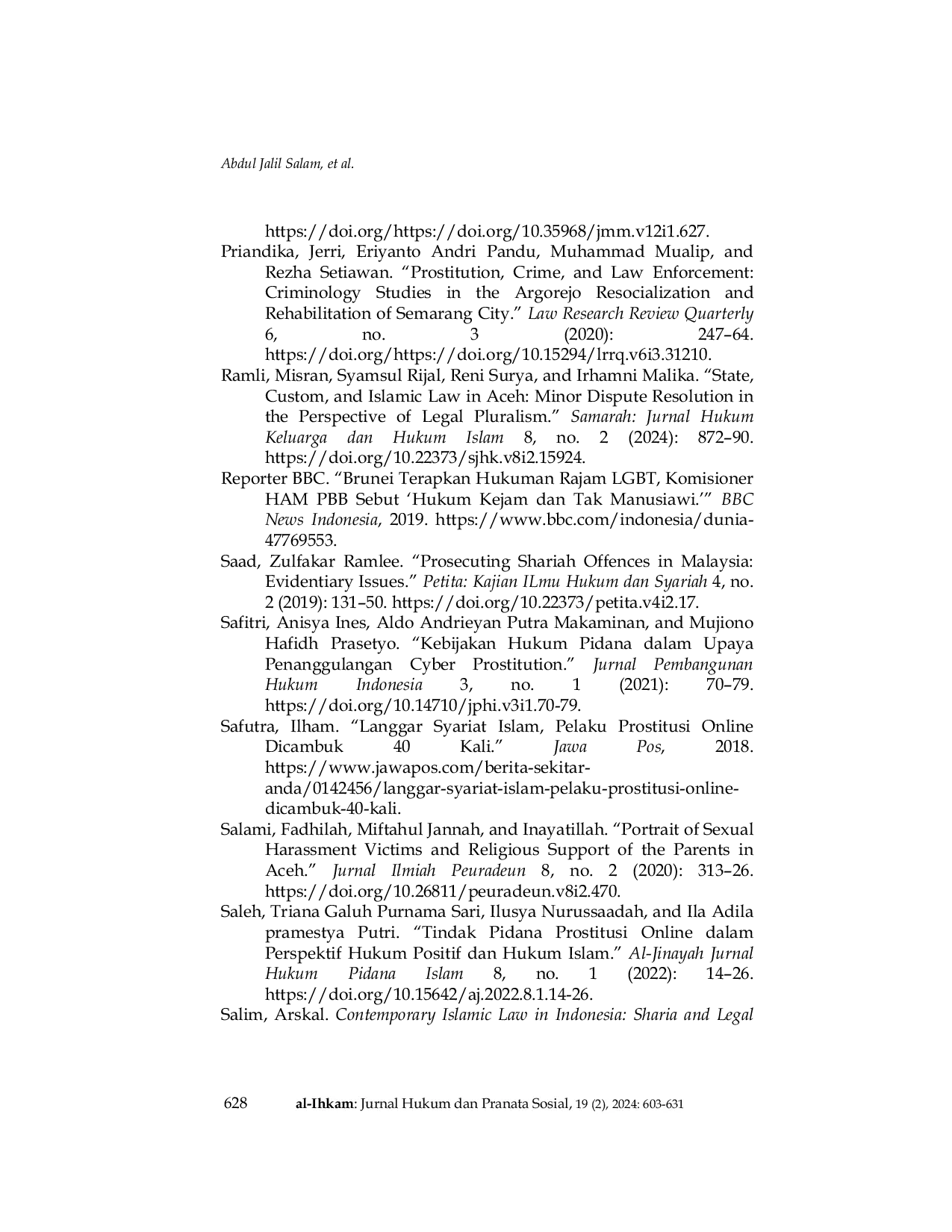 JURIS The Urgency of Ammending JinAyAt QAnn in Eradicating Cyber Sexual Crime in Aceh Indonesia