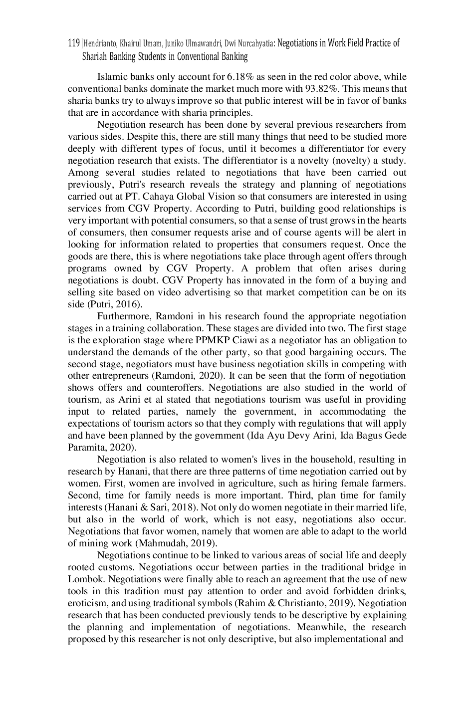 JURIS Negotiations at Work Field Practice of Shariah Banking Students in Conventional Banking