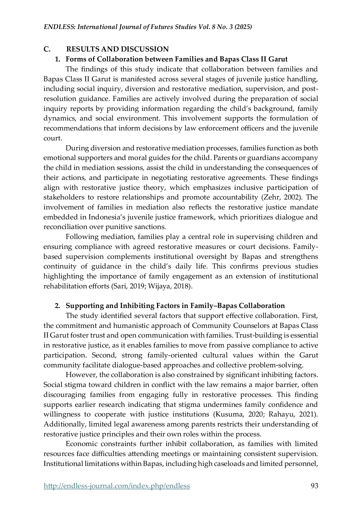JURIS Family and Bapas Class II Garut Collaboration in Strengthening Restorative Justice for Children in Conflict with the Law