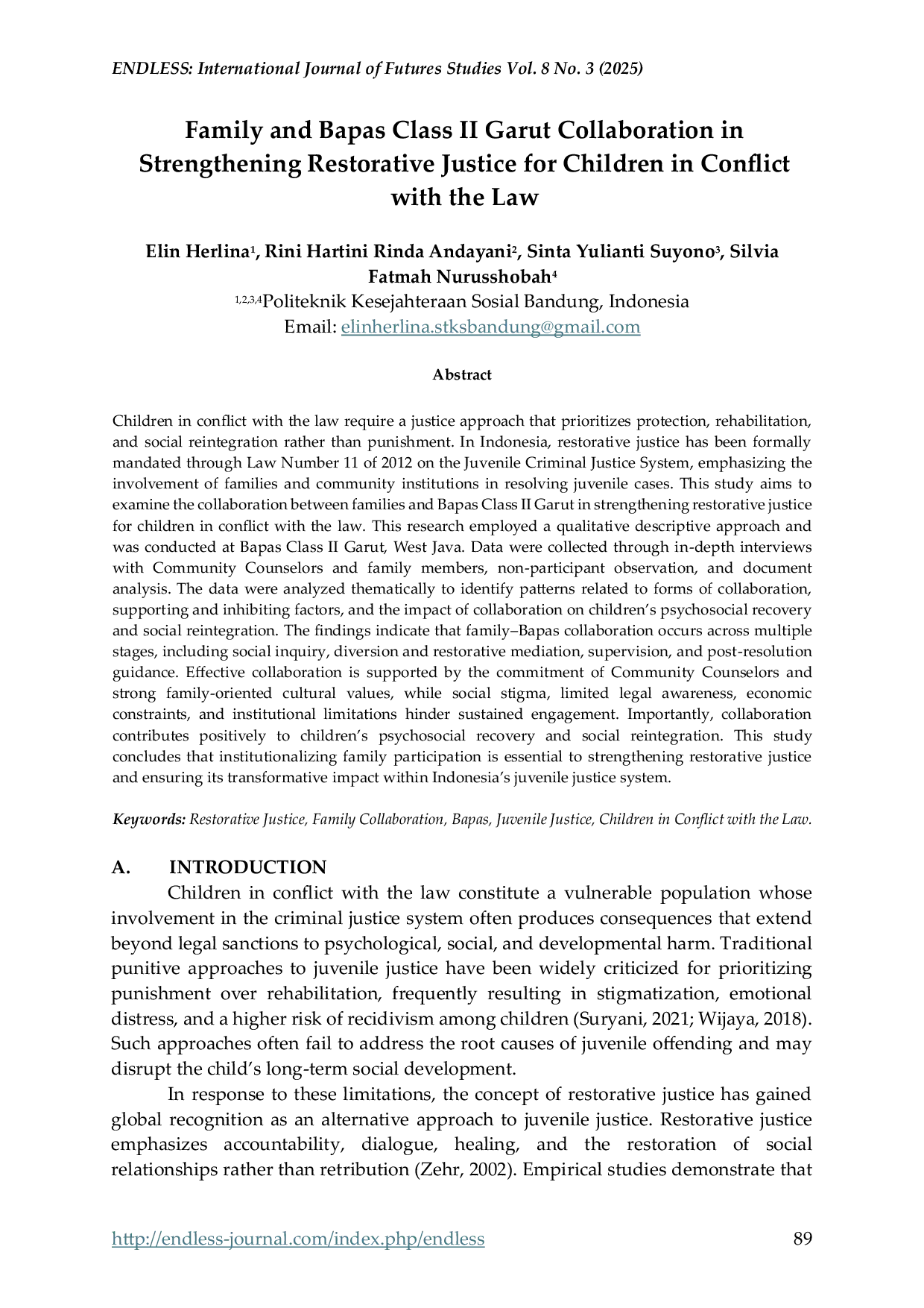 JURIS Family and Bapas Class II Garut Collaboration in Strengthening Restorative Justice for Children in Conflict with the Law