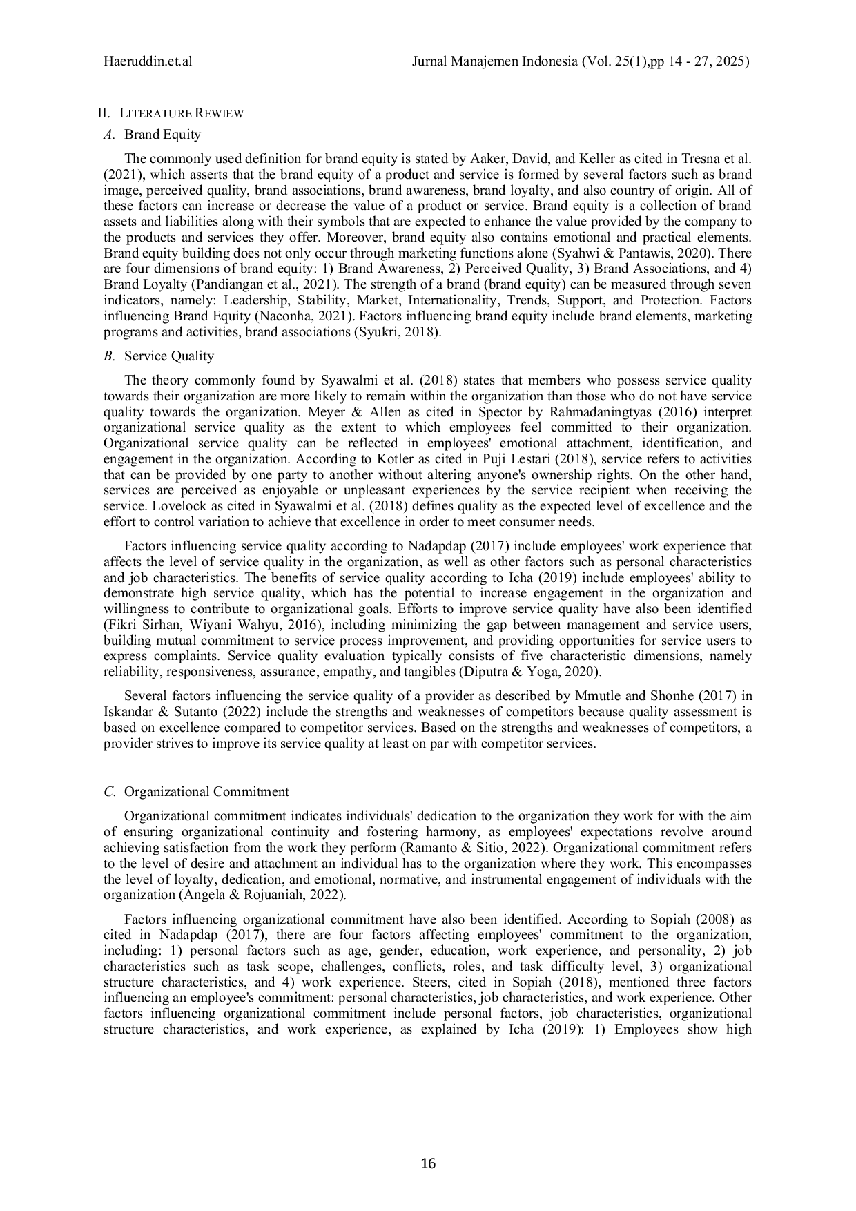 JURIS The Influence of Brand Equity Service Quality and Organizational Commitment on Job Loyalty and Lecturer Performance