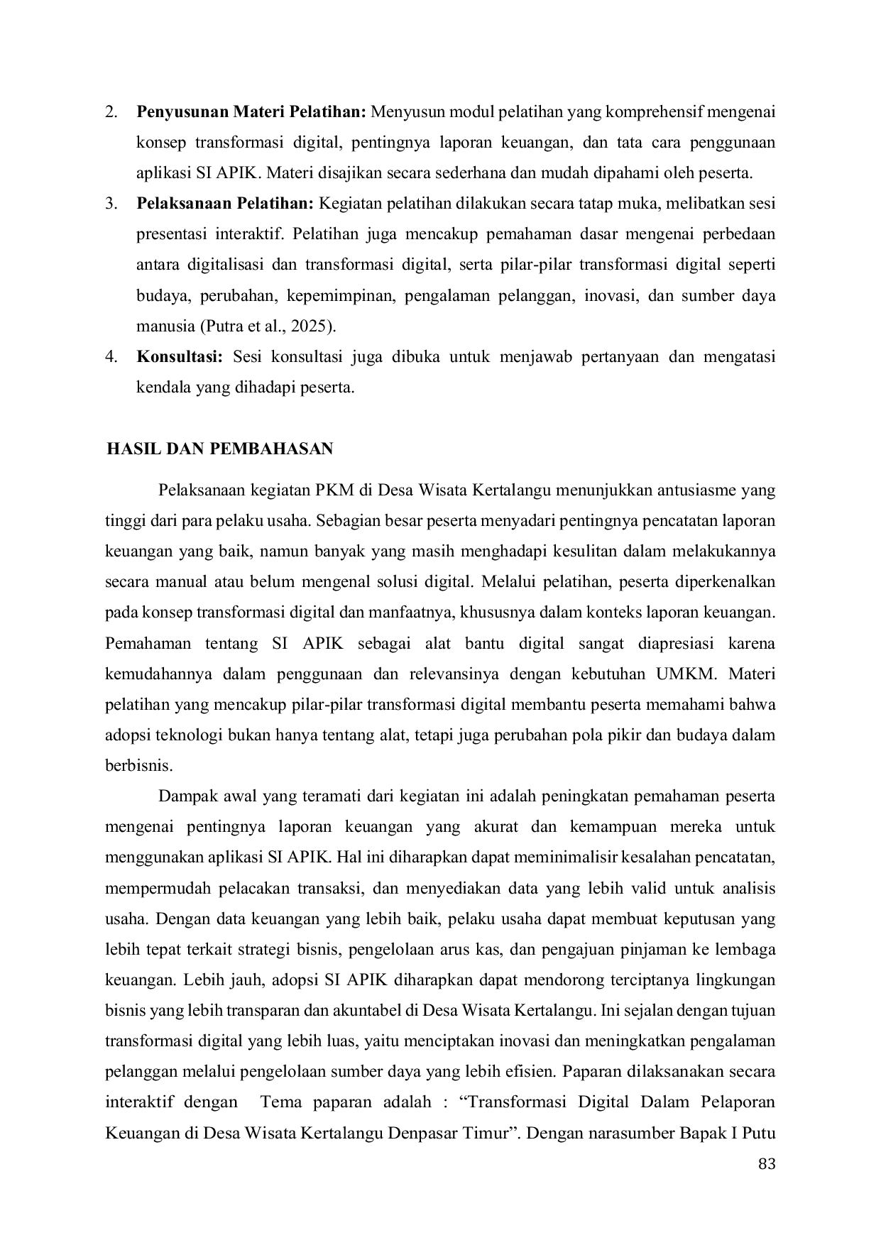 JURIS Transformasi Digital Dalam Pelaporan Keuangan Di Desa Wisata Kertalangu Denpasar Timur