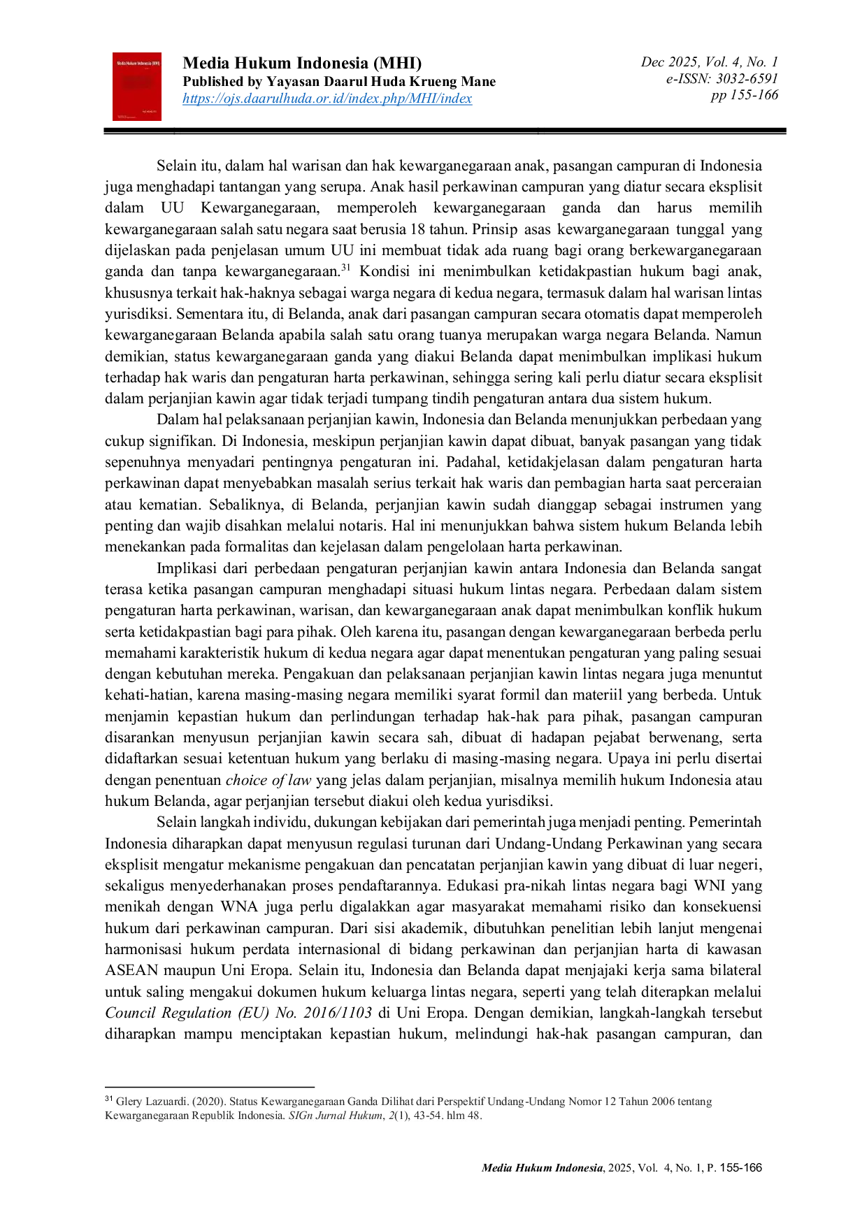 JURIS A Comparative Study of Marriage Agreements Between Cross National Couples in Indonesia and the Netherlands