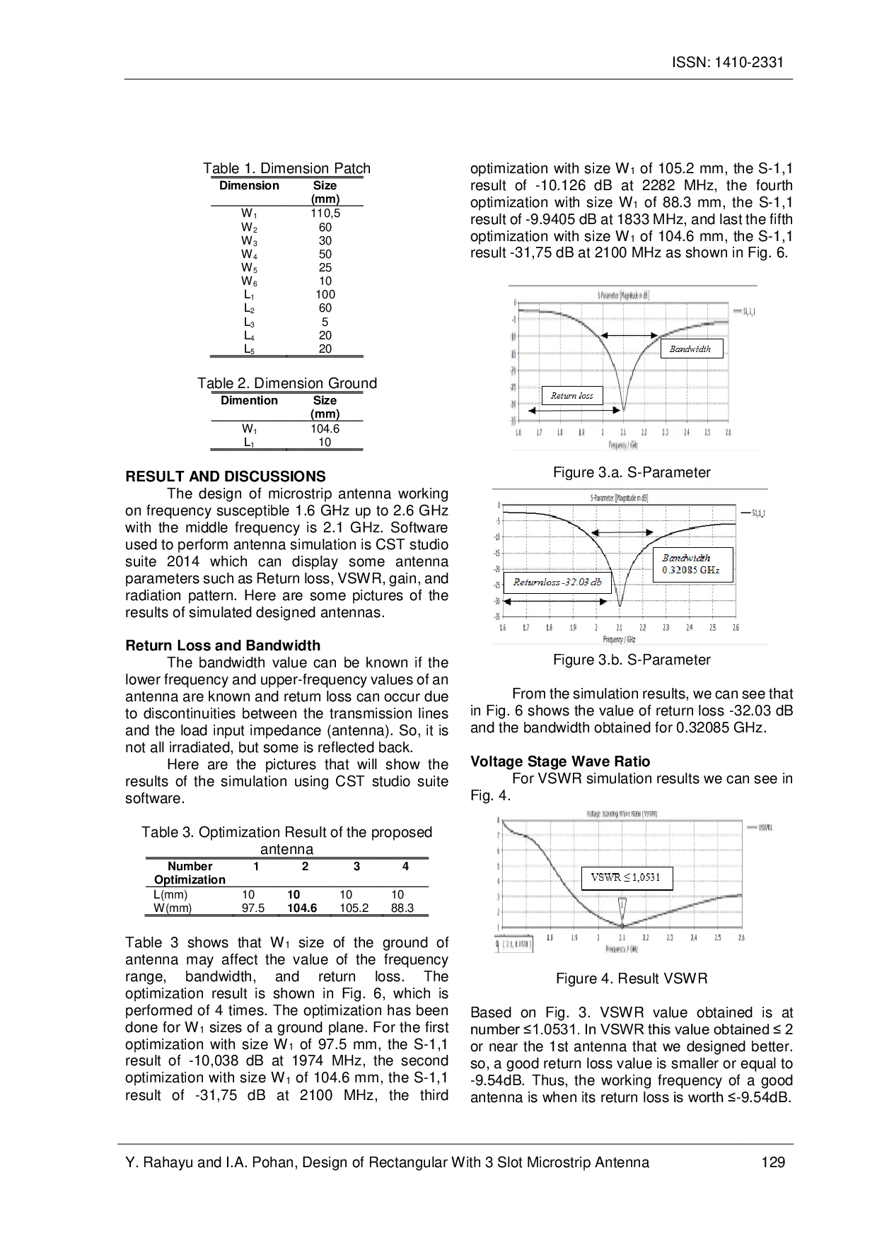 JURIS DESIGN OF RECTANGULAR WITH 3 SLOT MICROSTRIP ANTENNA FOR APPLICATION LTE 2 1 GHz