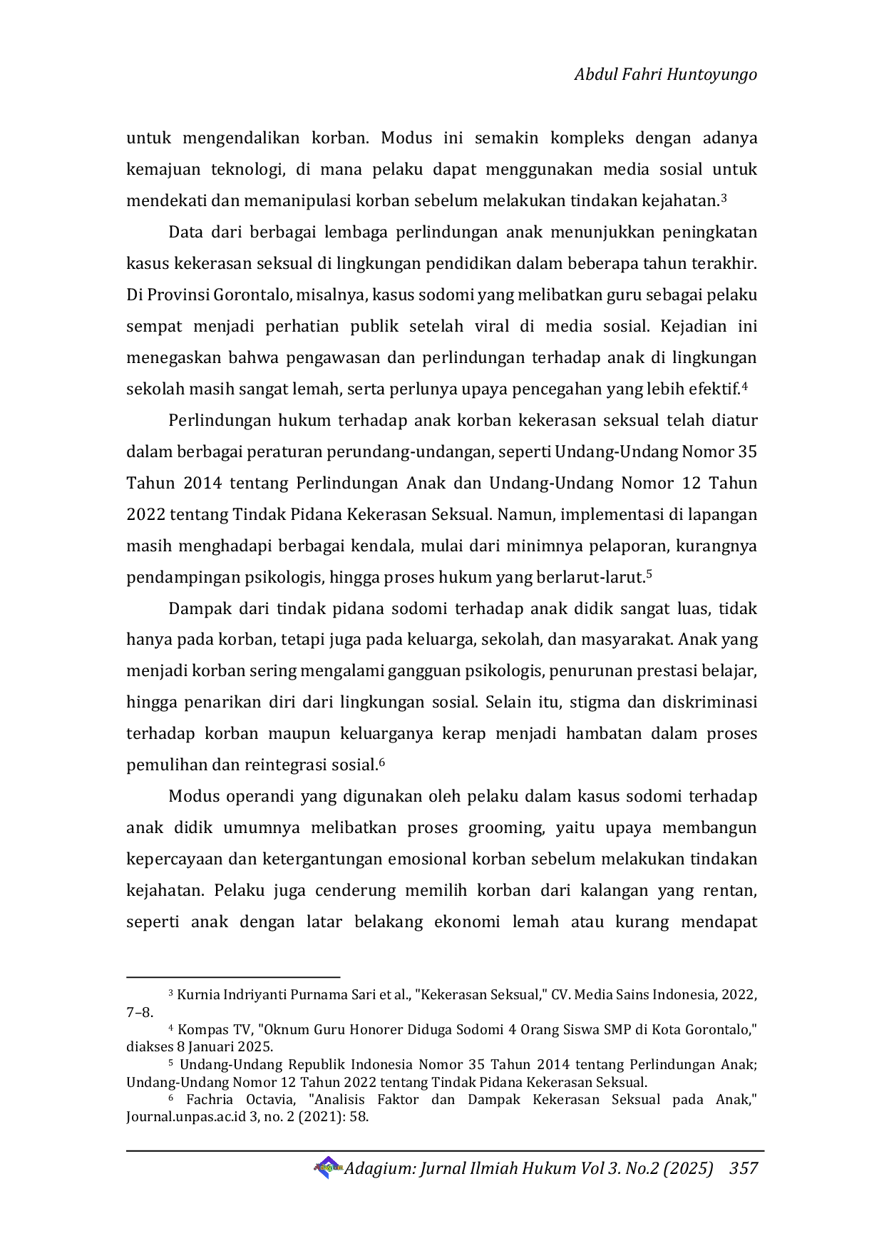 JURIS Modus Operandi Tindak Pidana Sodomi oleh Oknum Guru terhadap Anak Didik