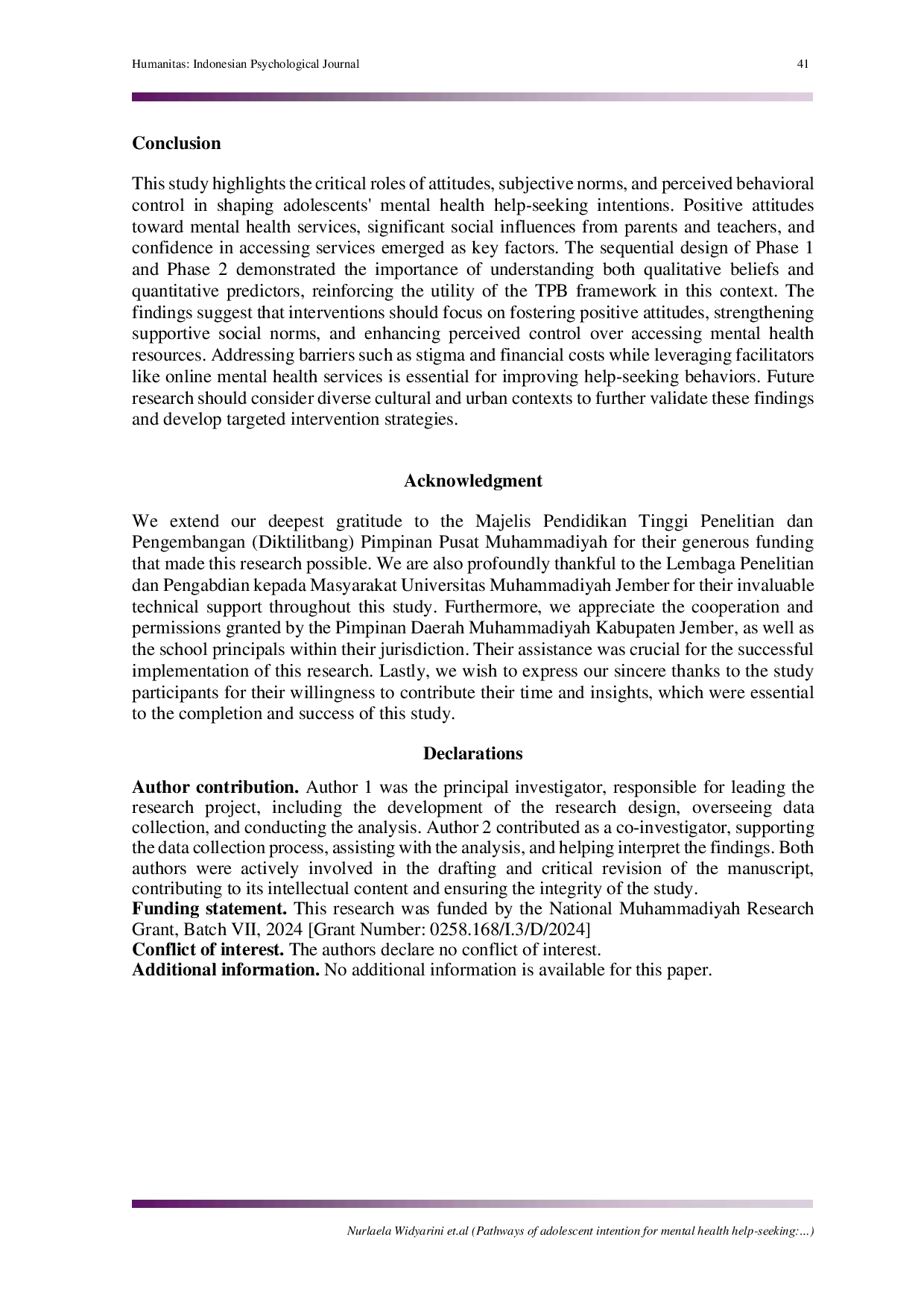 JURIS Pathways of adolescent intention for mental health help seeking Insights from the theory of planned behavior